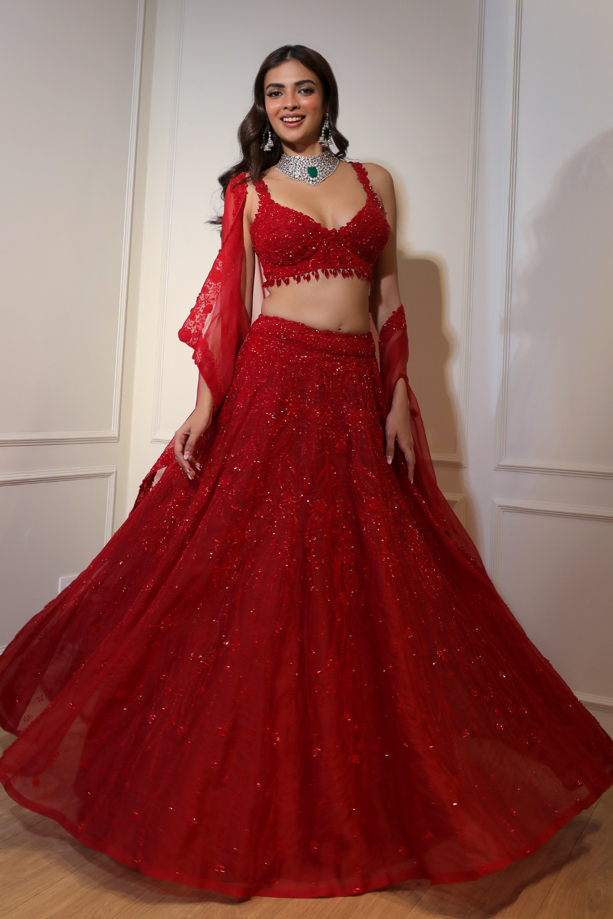 Red Crystal Lehenga