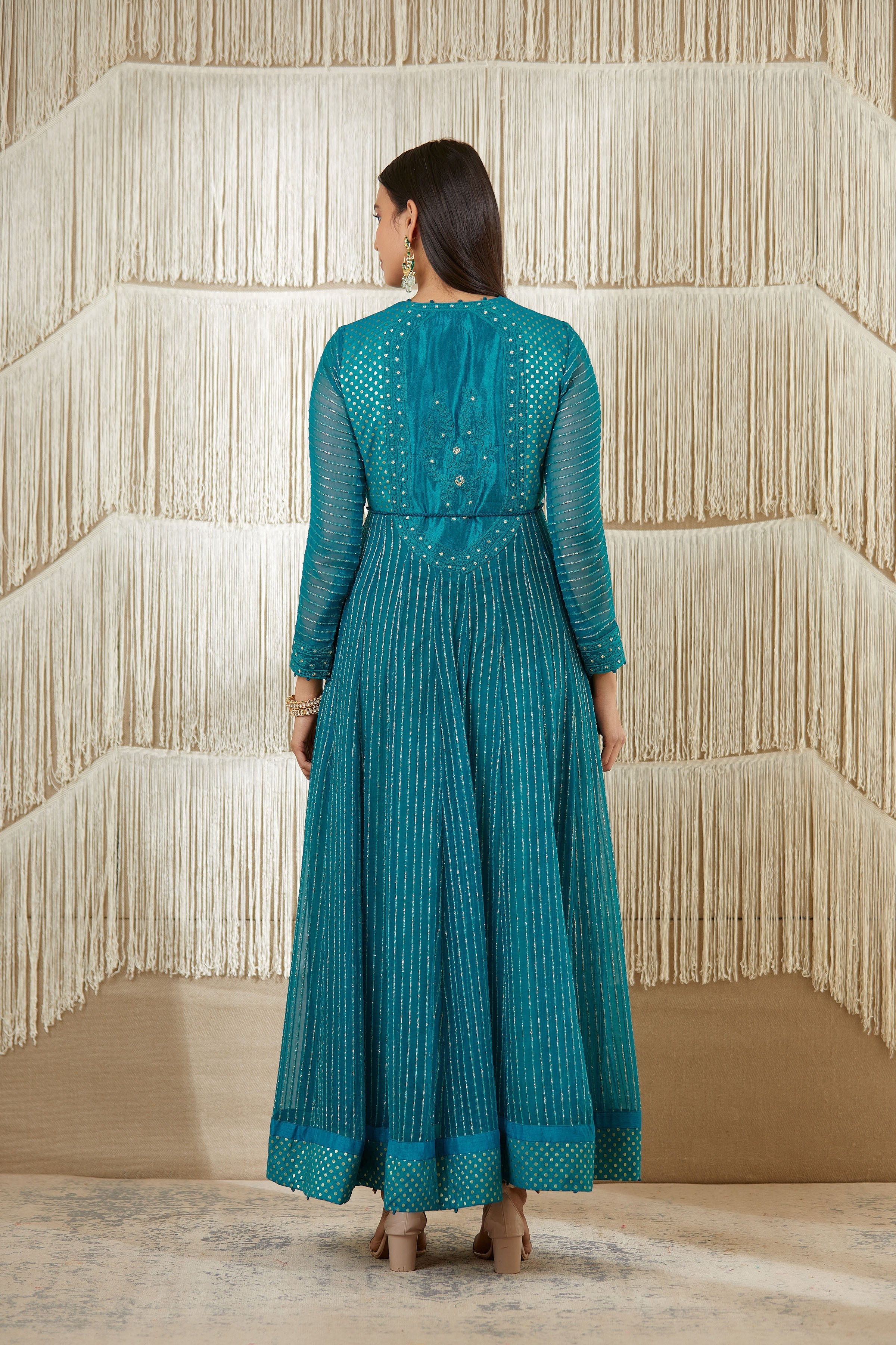 Teal Anarkali set