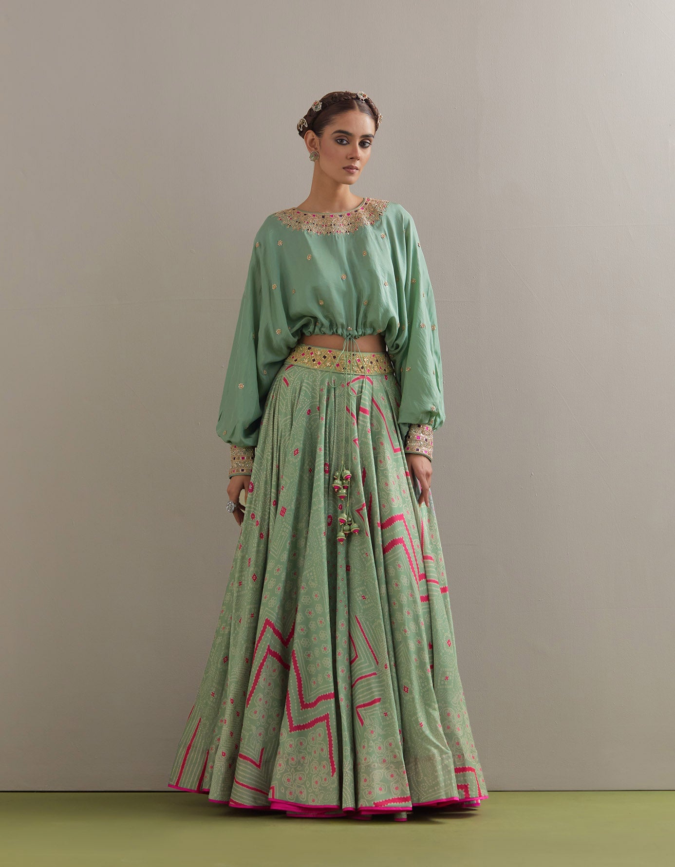 The Kumari Set Green/Pink - Ready To Ship
