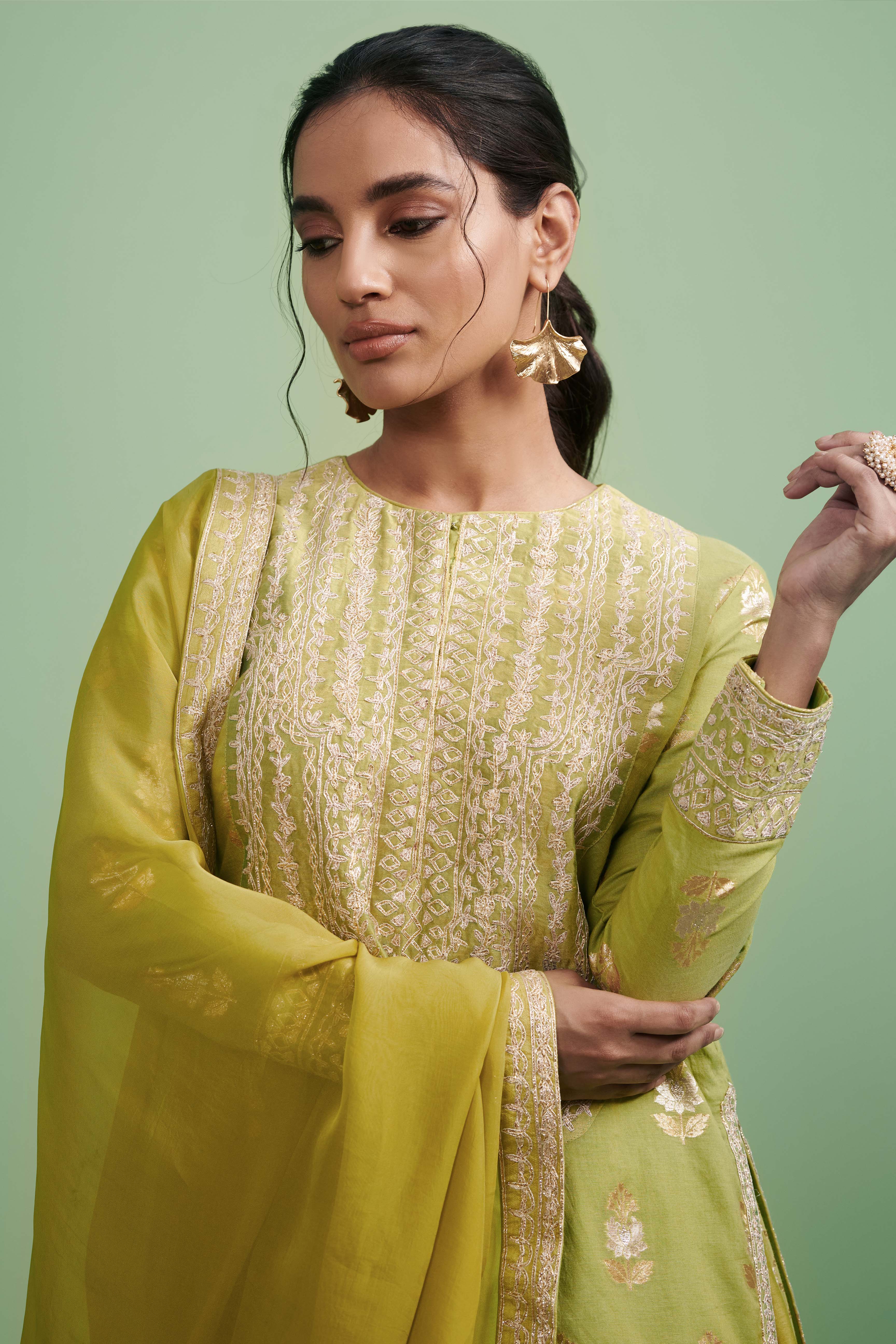 Green Kurta & Sharara Set