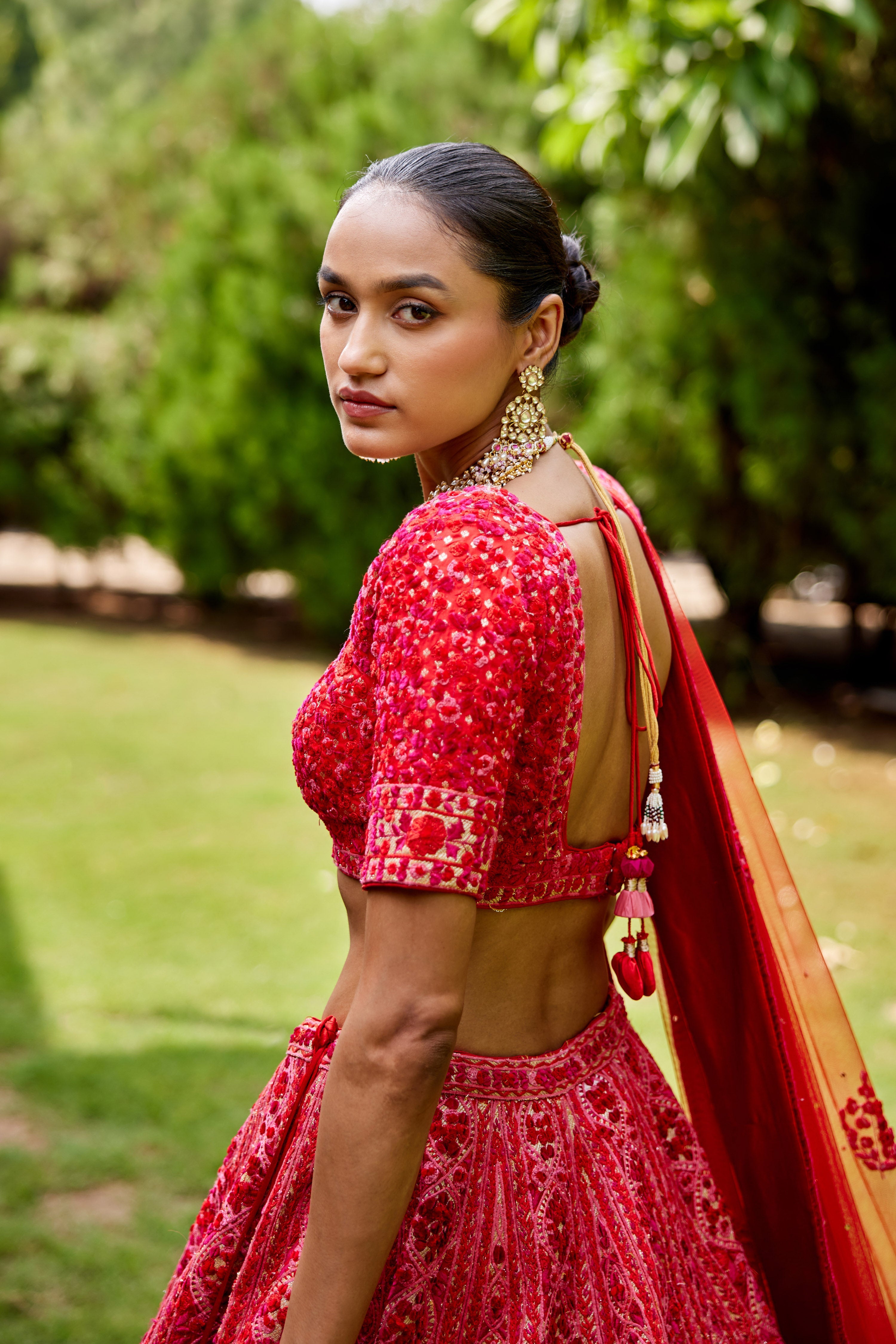 Red-Maroon Lehenga Set