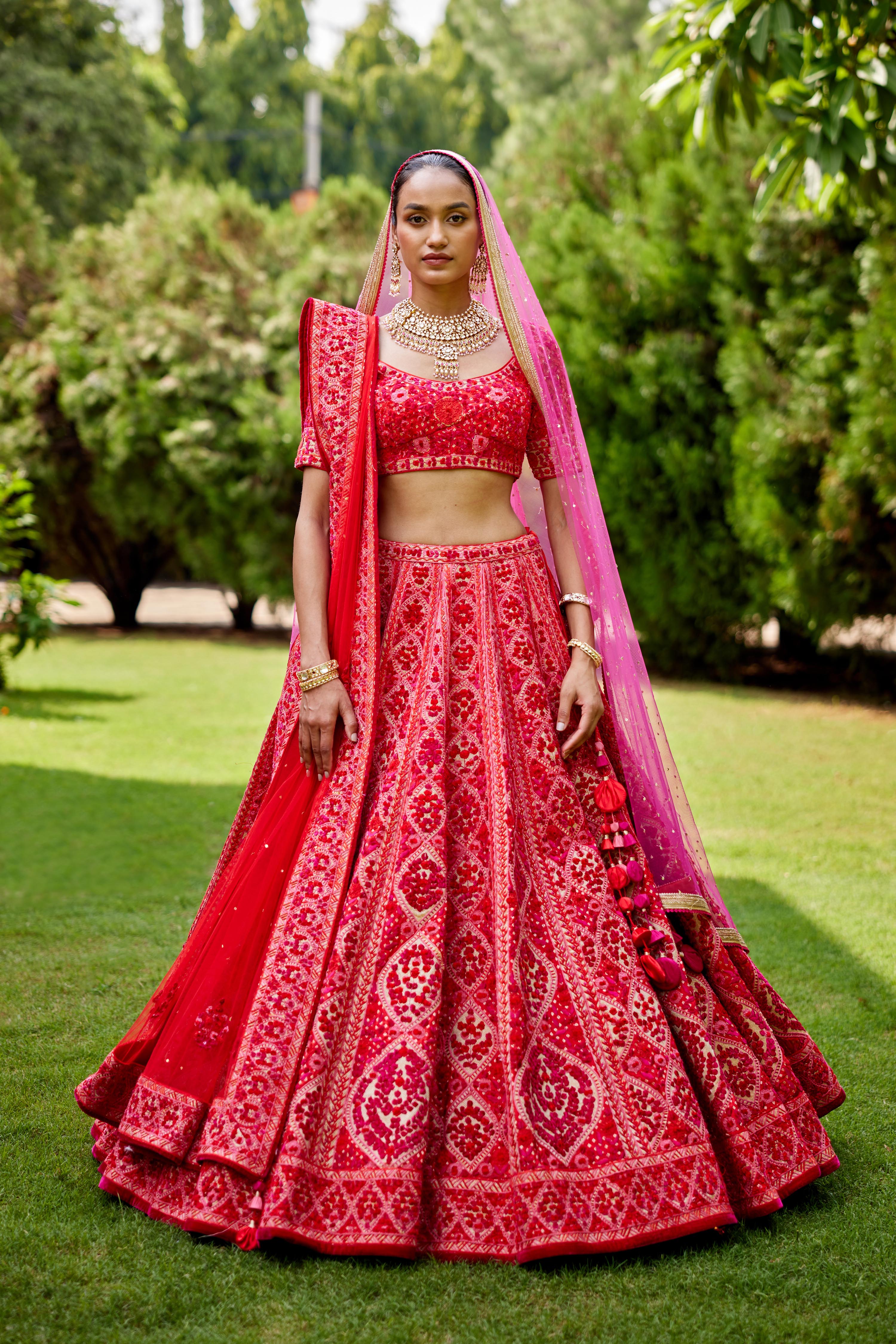 Red-Maroon Lehenga Set