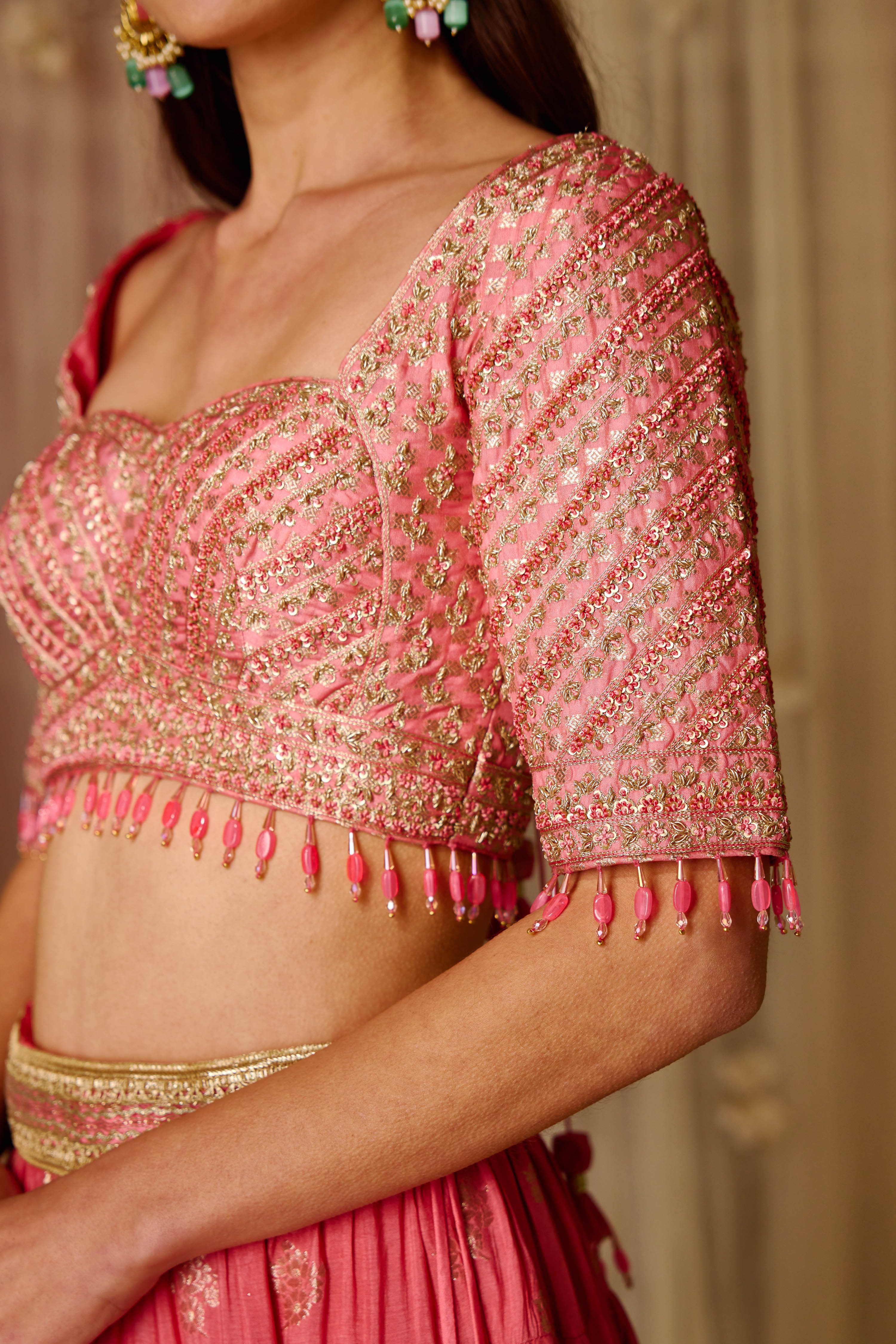 Coral Pink Lehenga Set