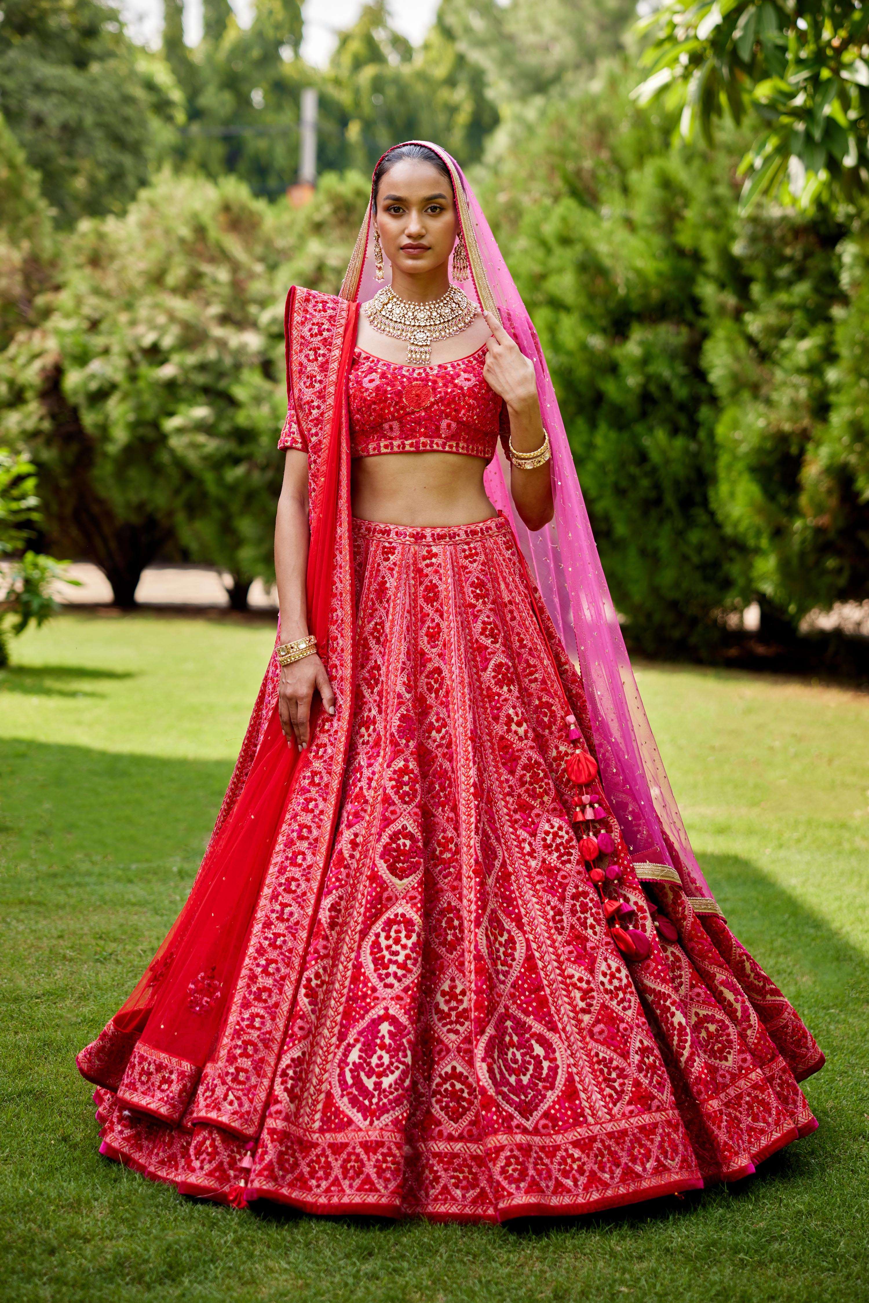 Red-Maroon Lehenga Set