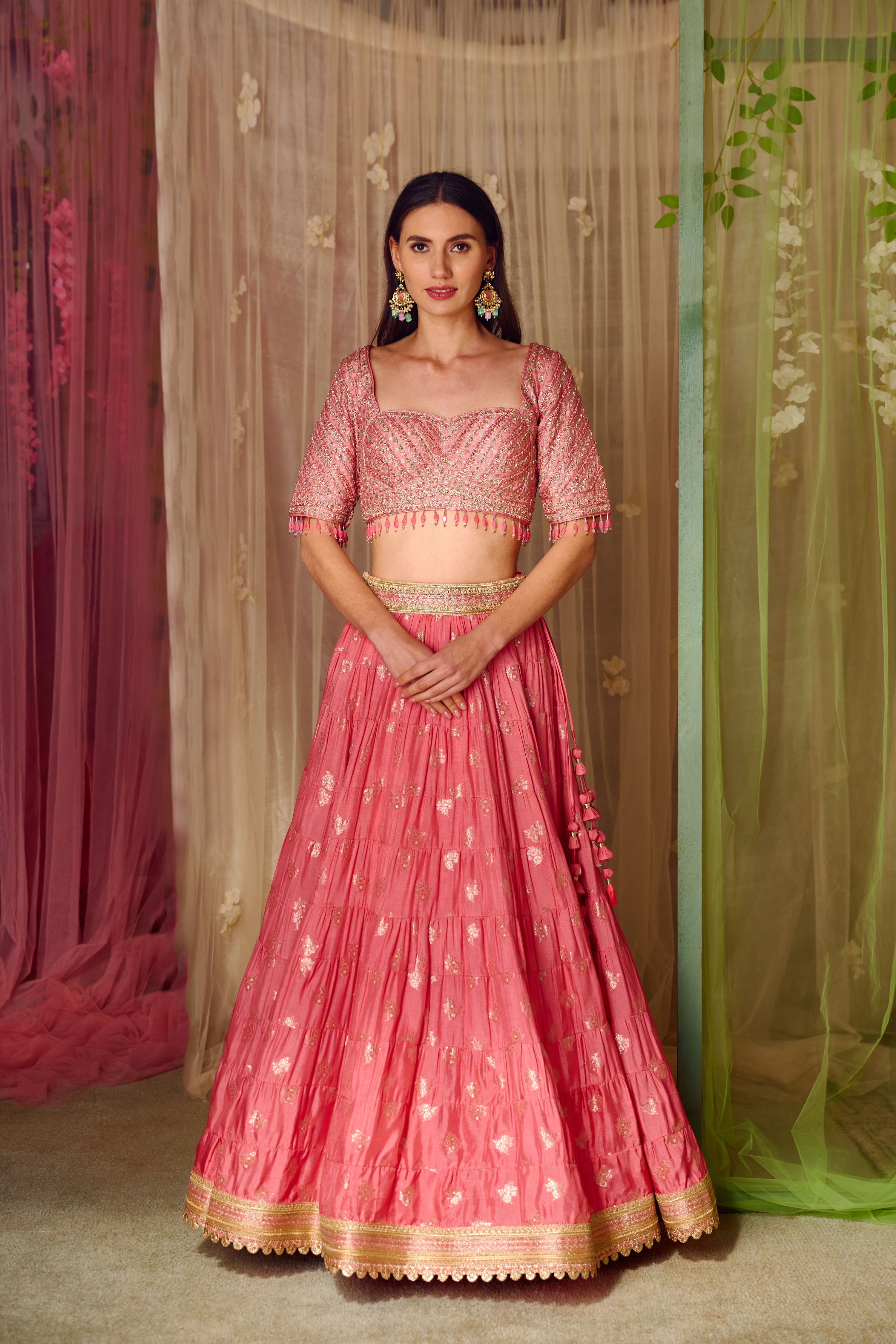 Coral Pink Lehenga Set