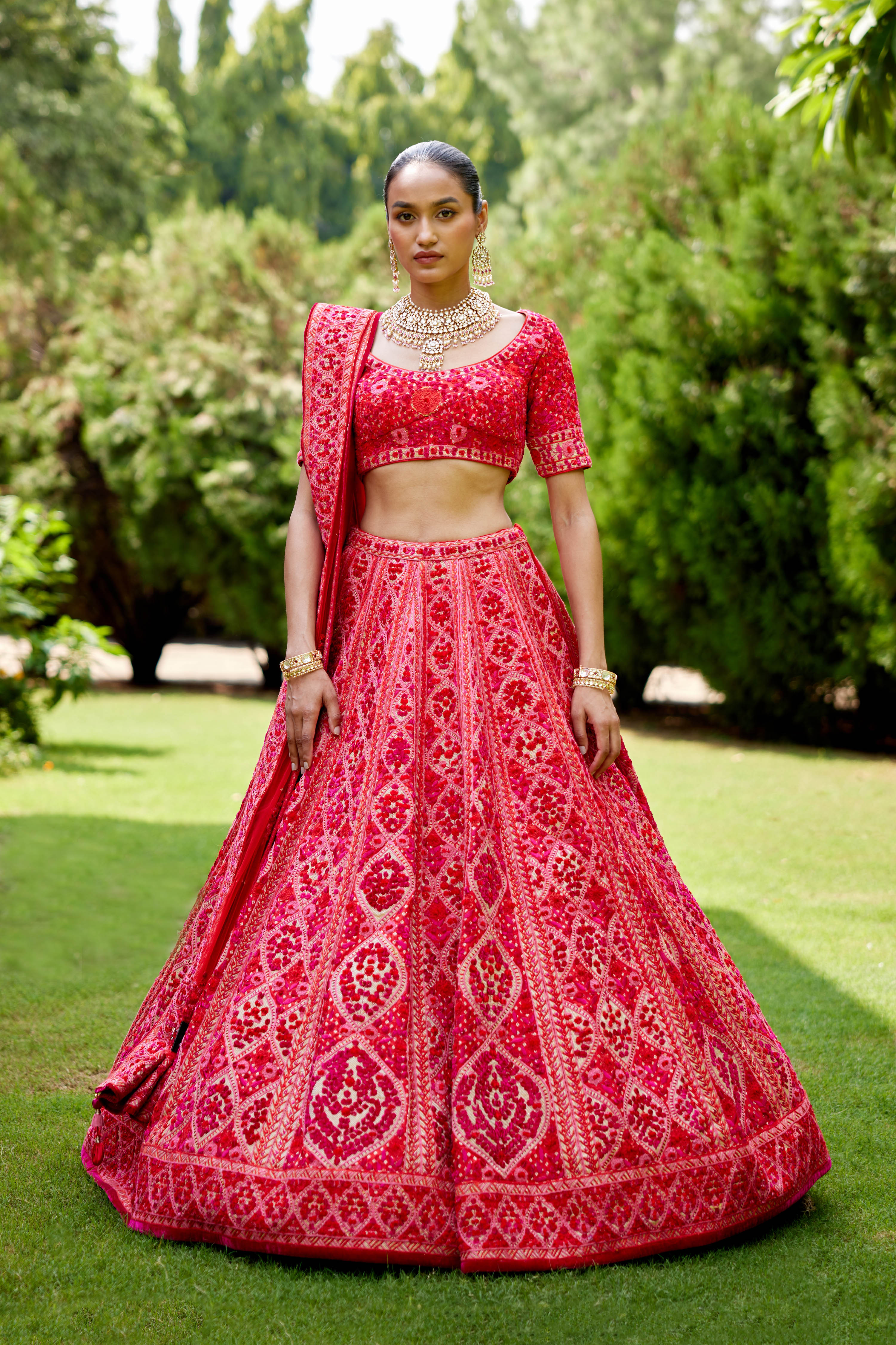 Red-Maroon Lehenga Set