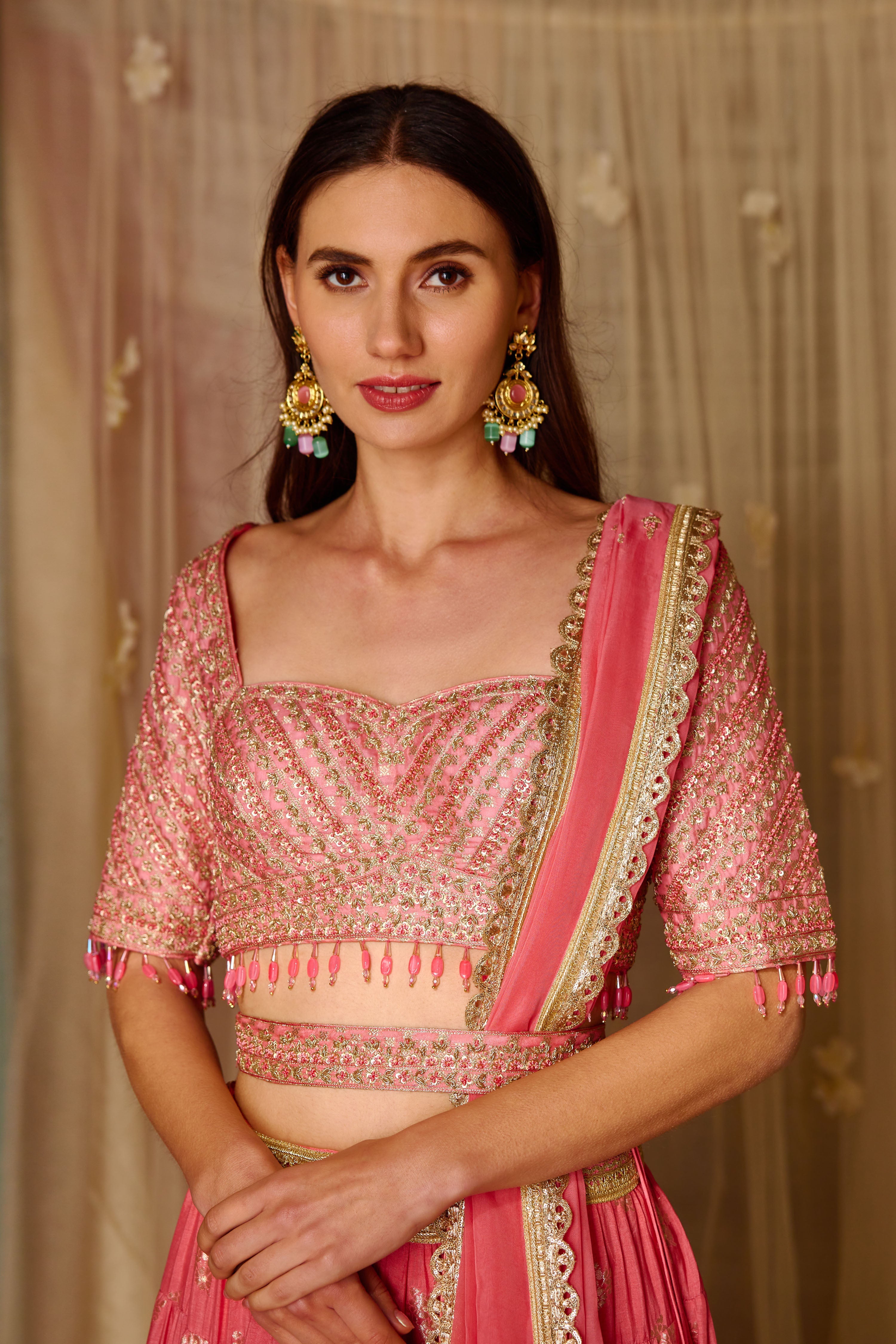 Coral Pink Lehenga Set