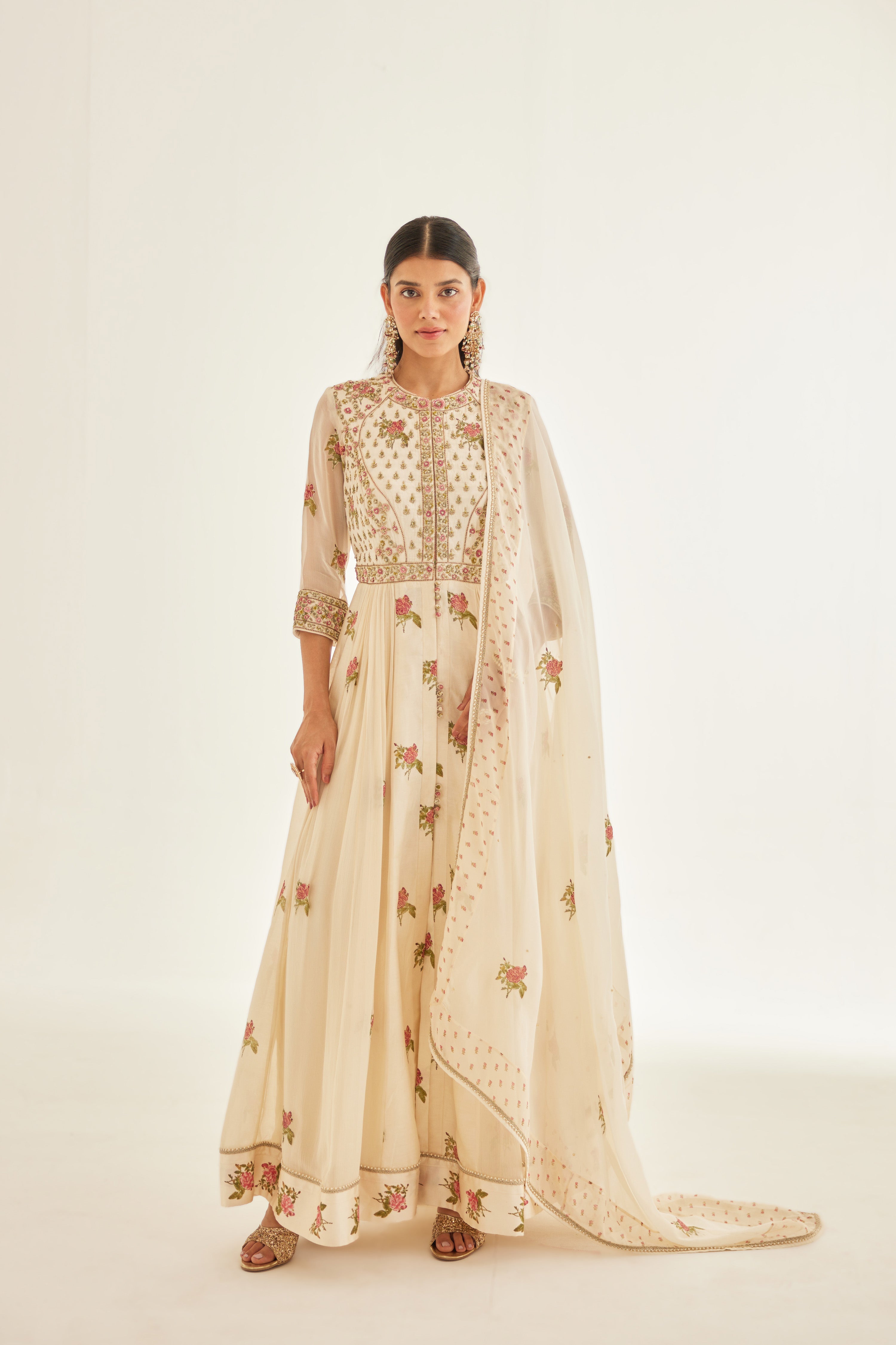Papyrus White Anarkali Set