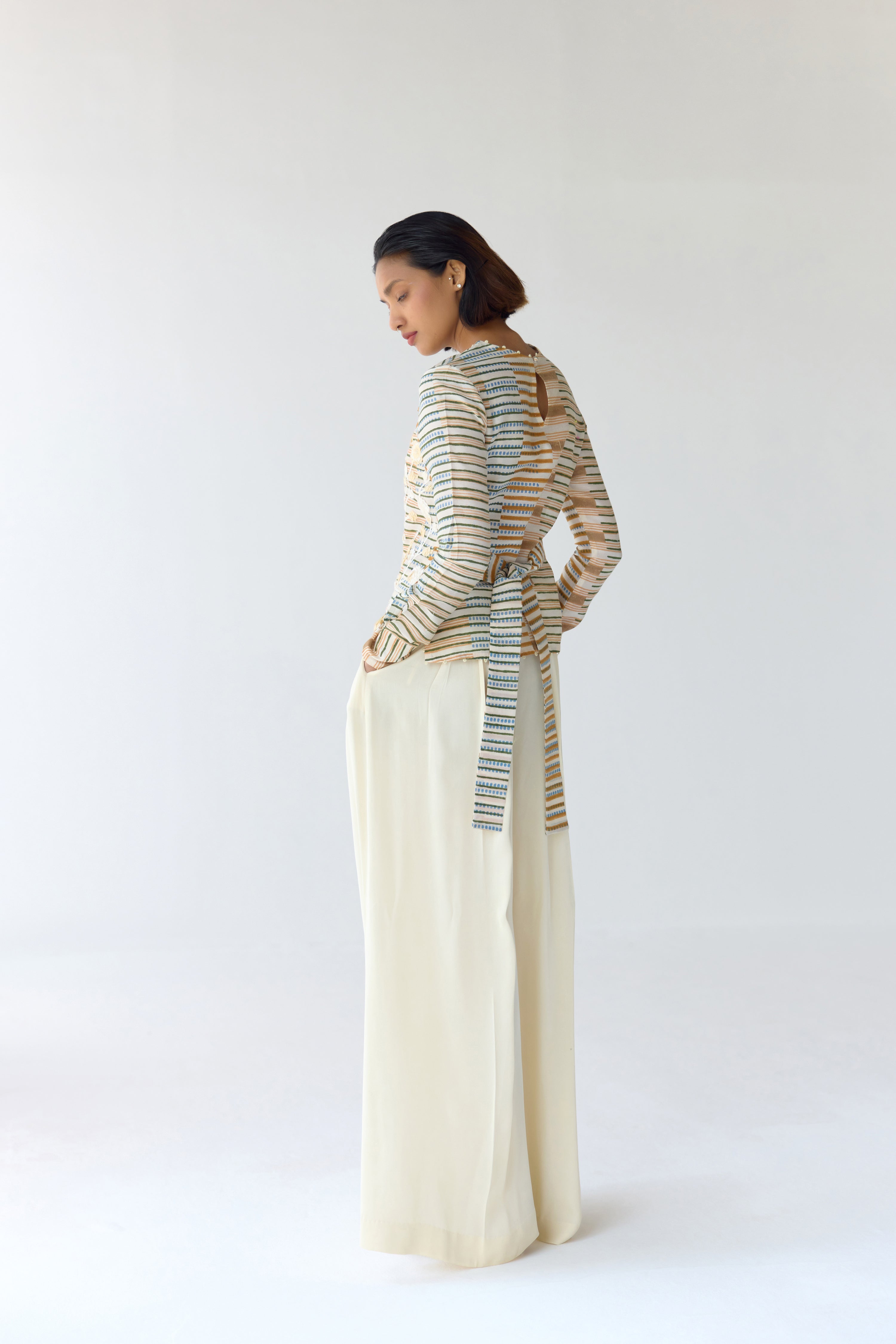 Almond White Top & Trouser Set