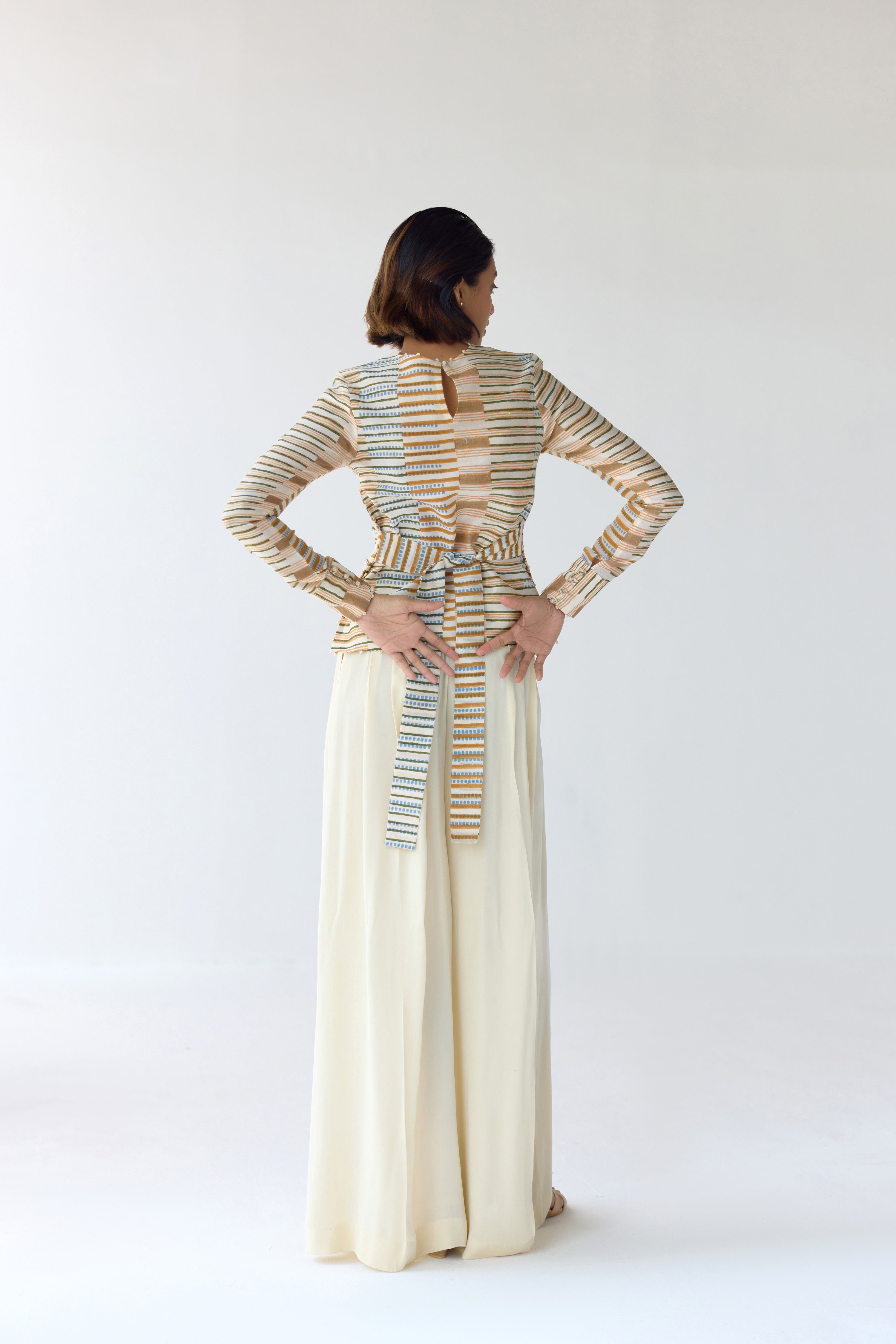 Almond White Top & Trouser Set