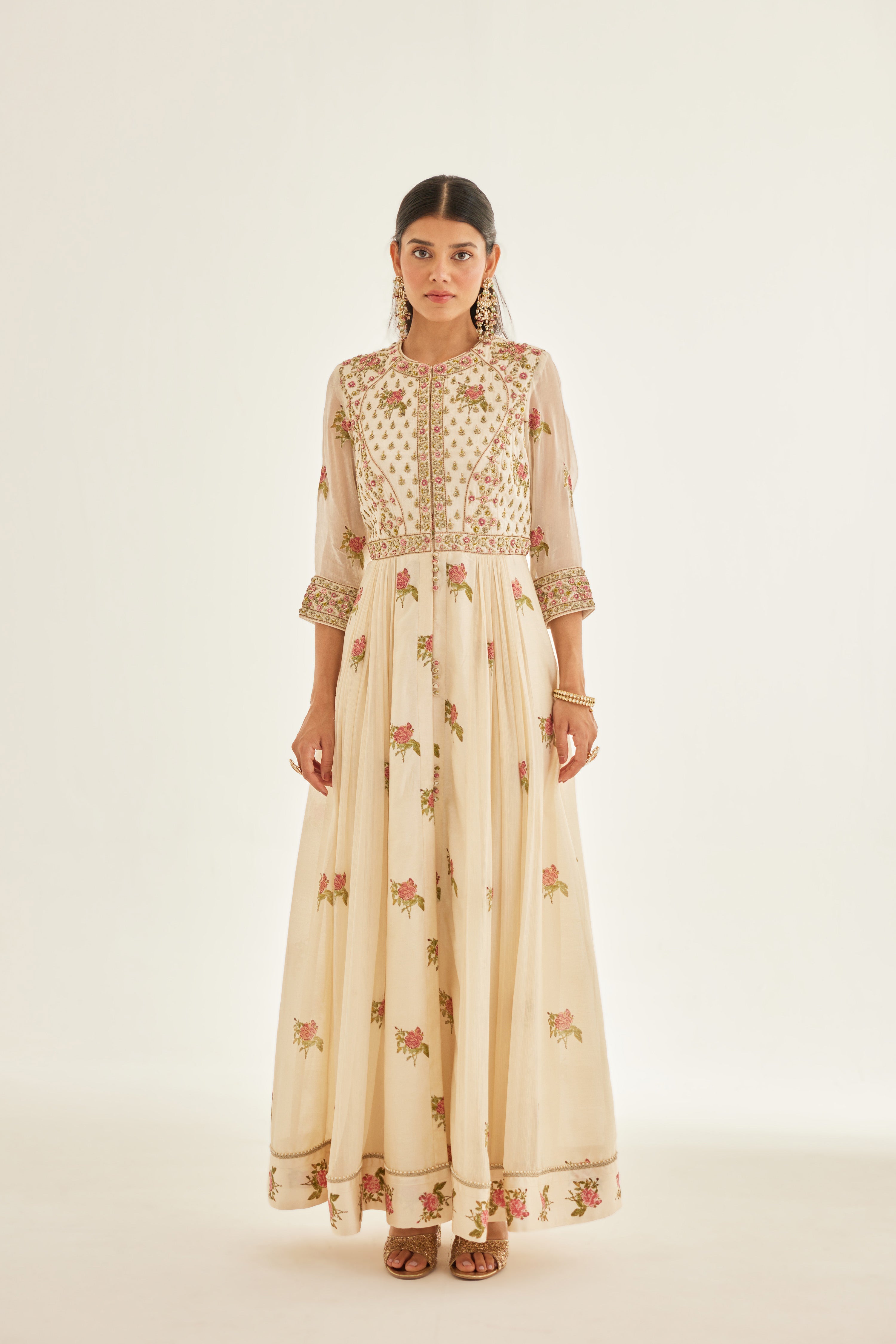 Papyrus White Anarkali Set
