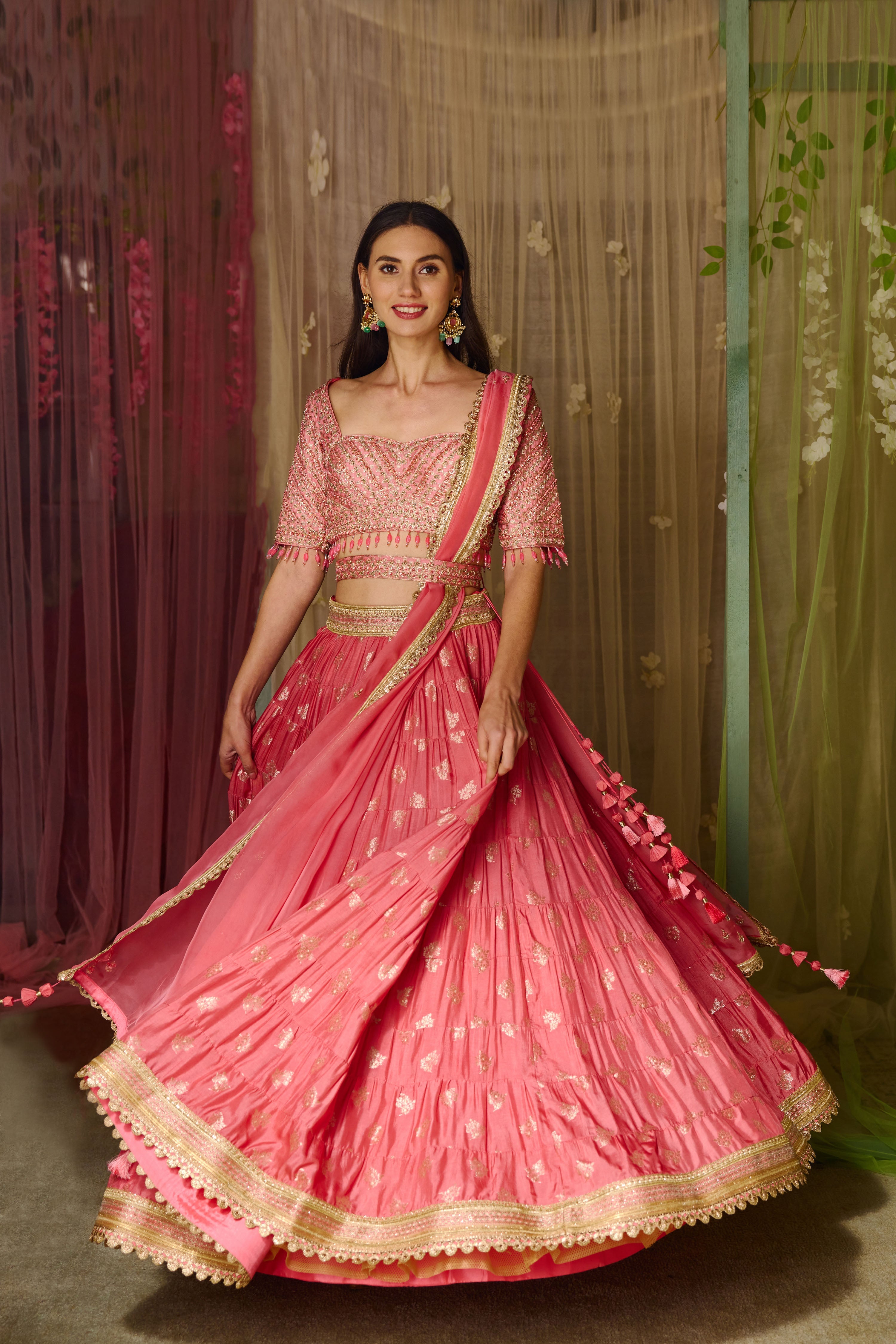 Coral Pink Lehenga Set