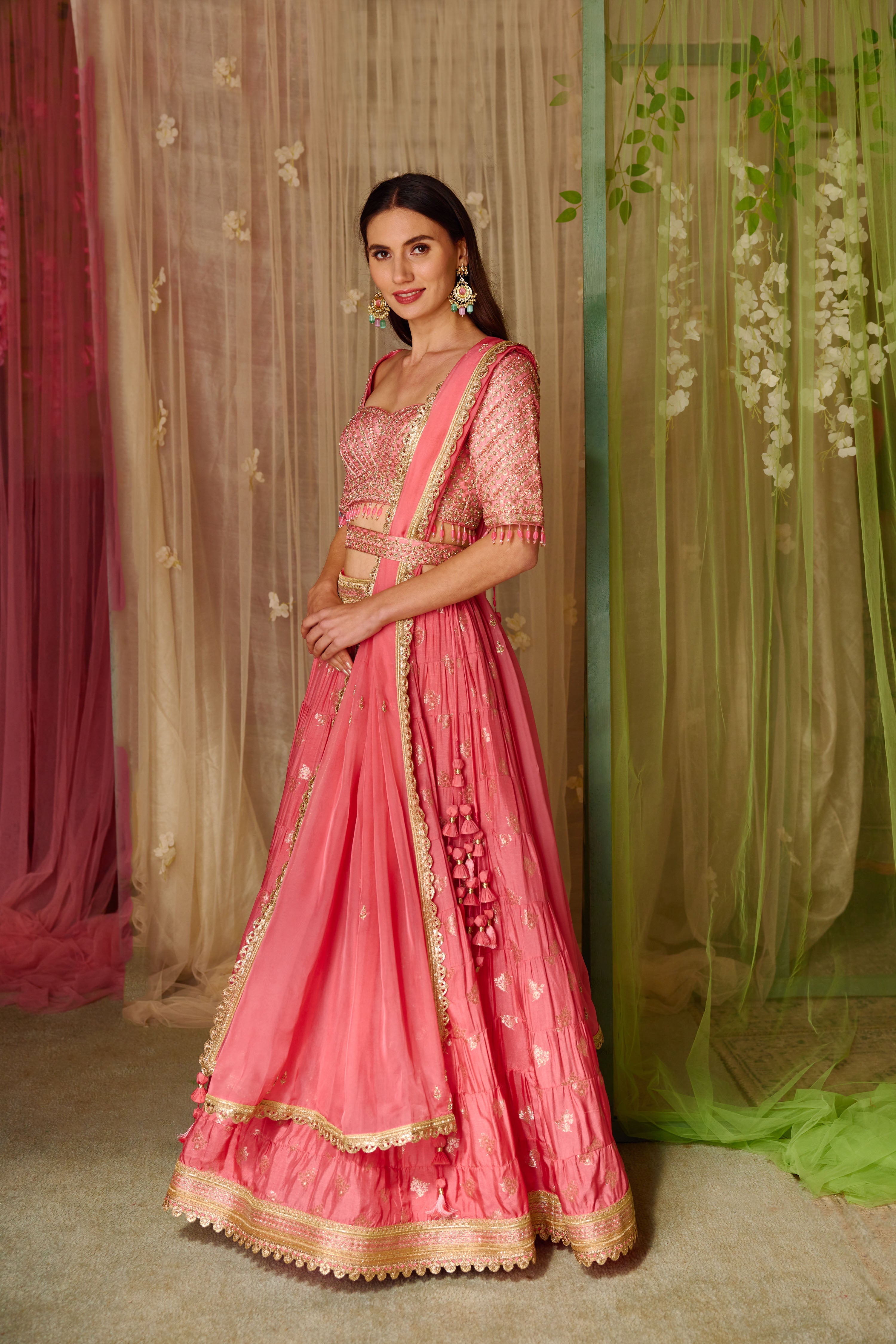 Coral Pink Lehenga Set