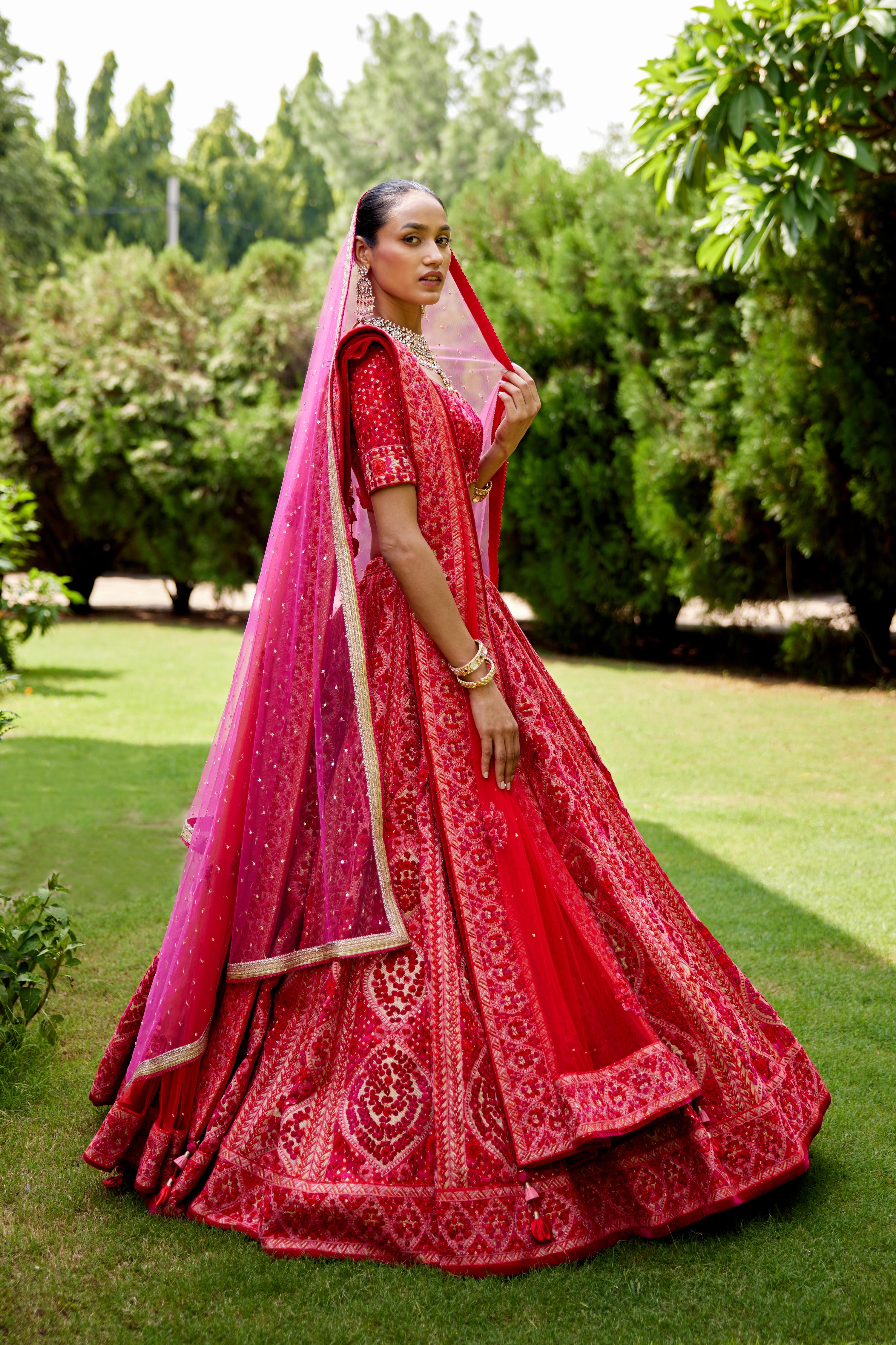 Red-Maroon Lehenga Set