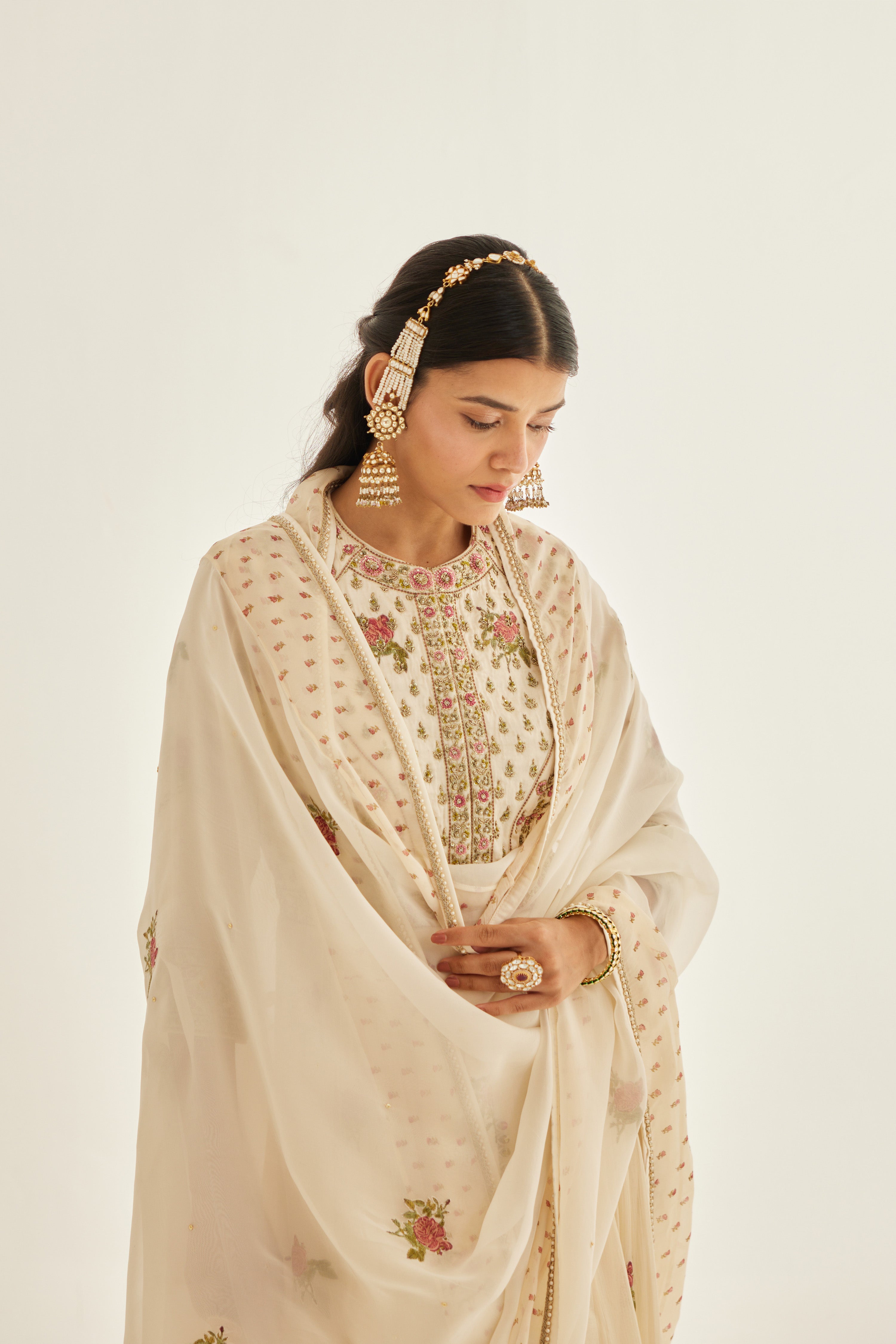 Papyrus White Anarkali Set