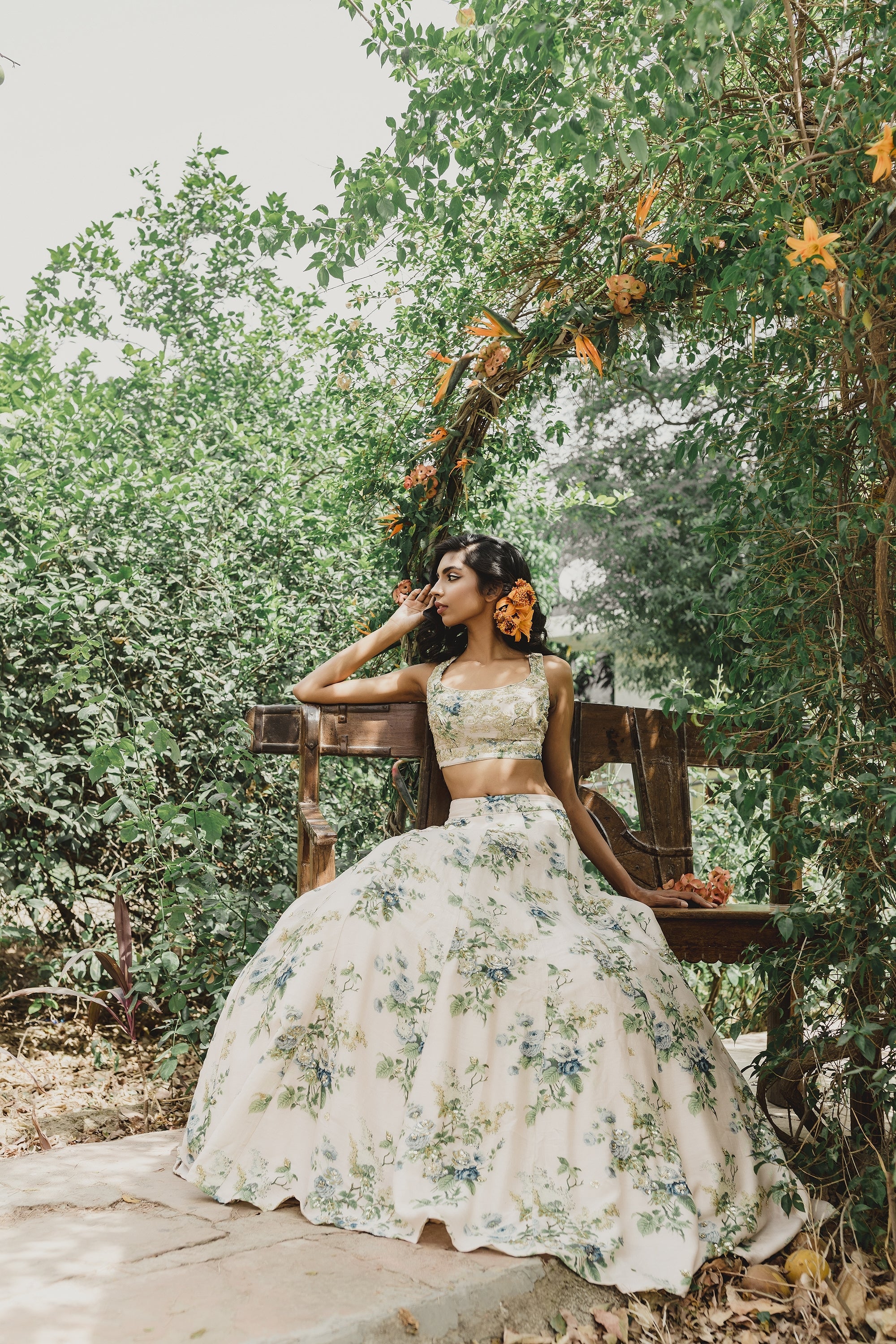 Pink Floral Lehenga Set