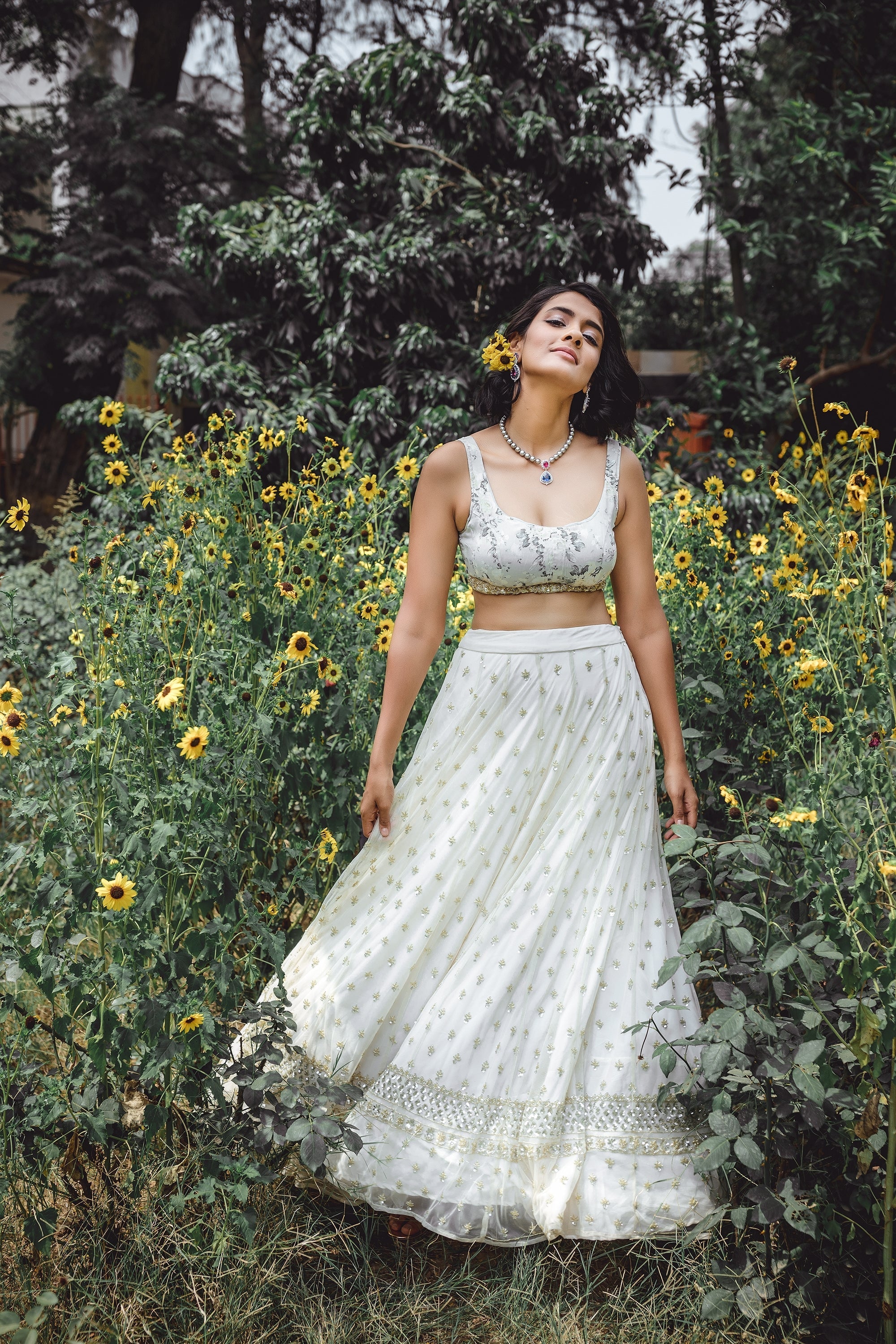 Off White Bootie Lehenga Set