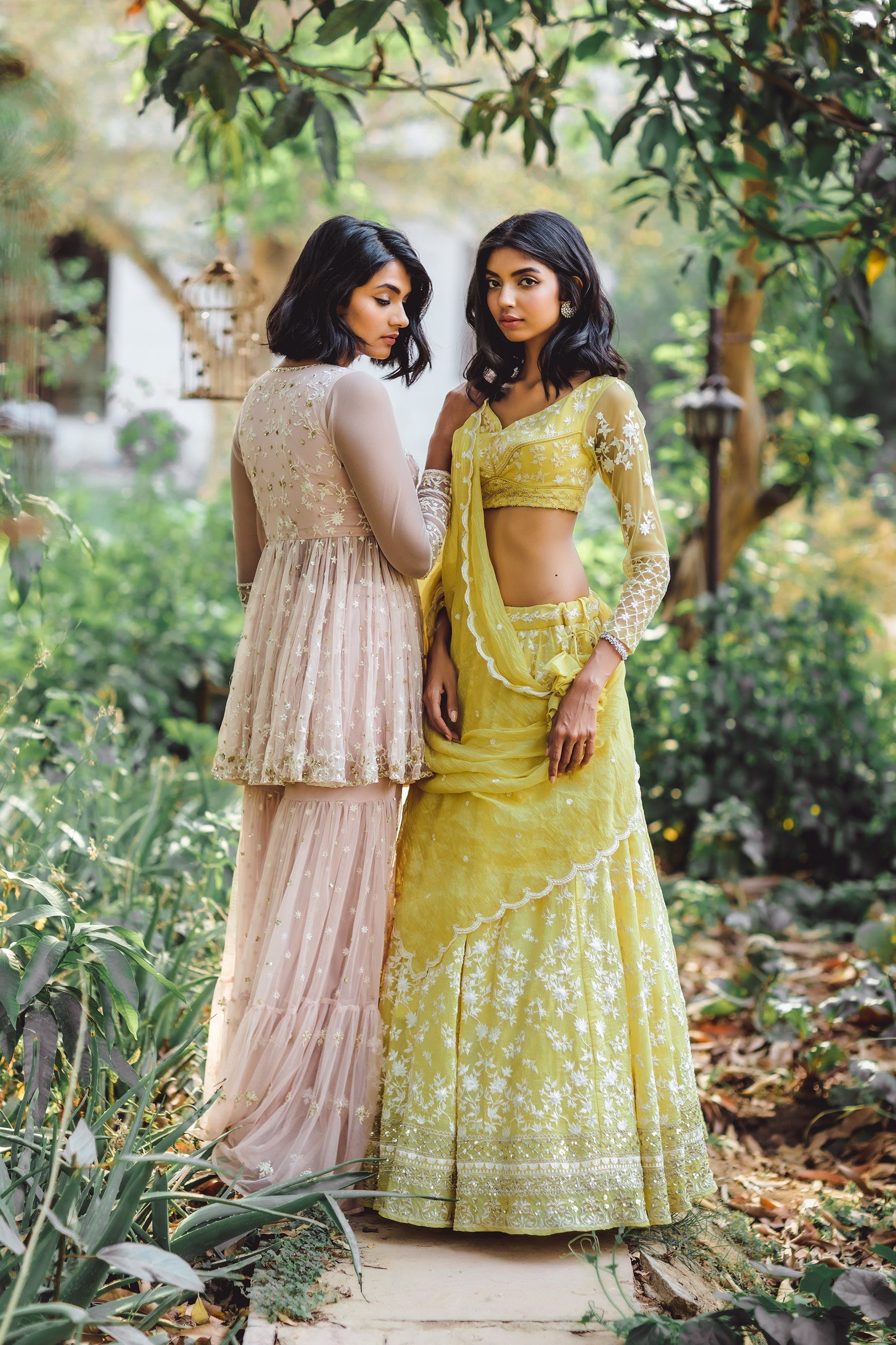 Powder Pink Thred Kurti And Sharara Set