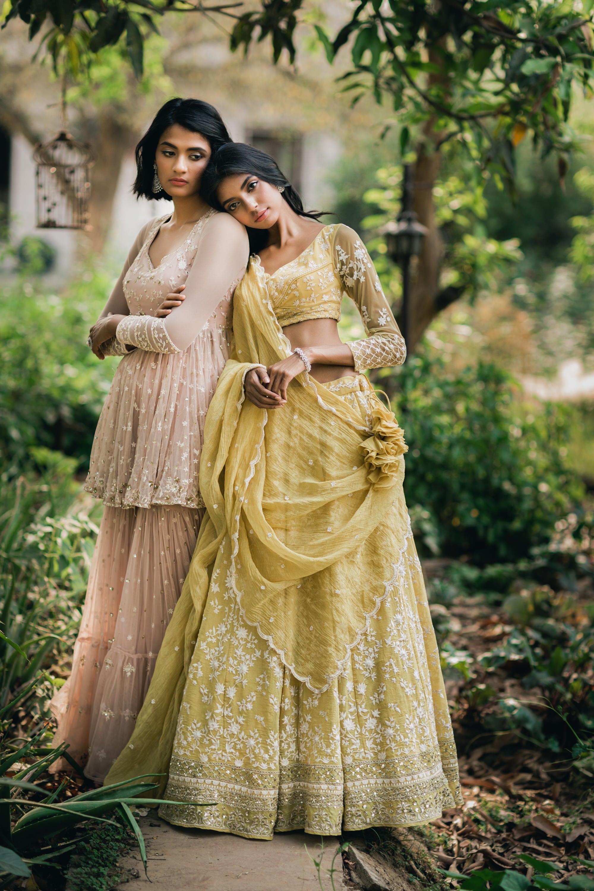 Powder Pink Thred Kurti And Sharara Set