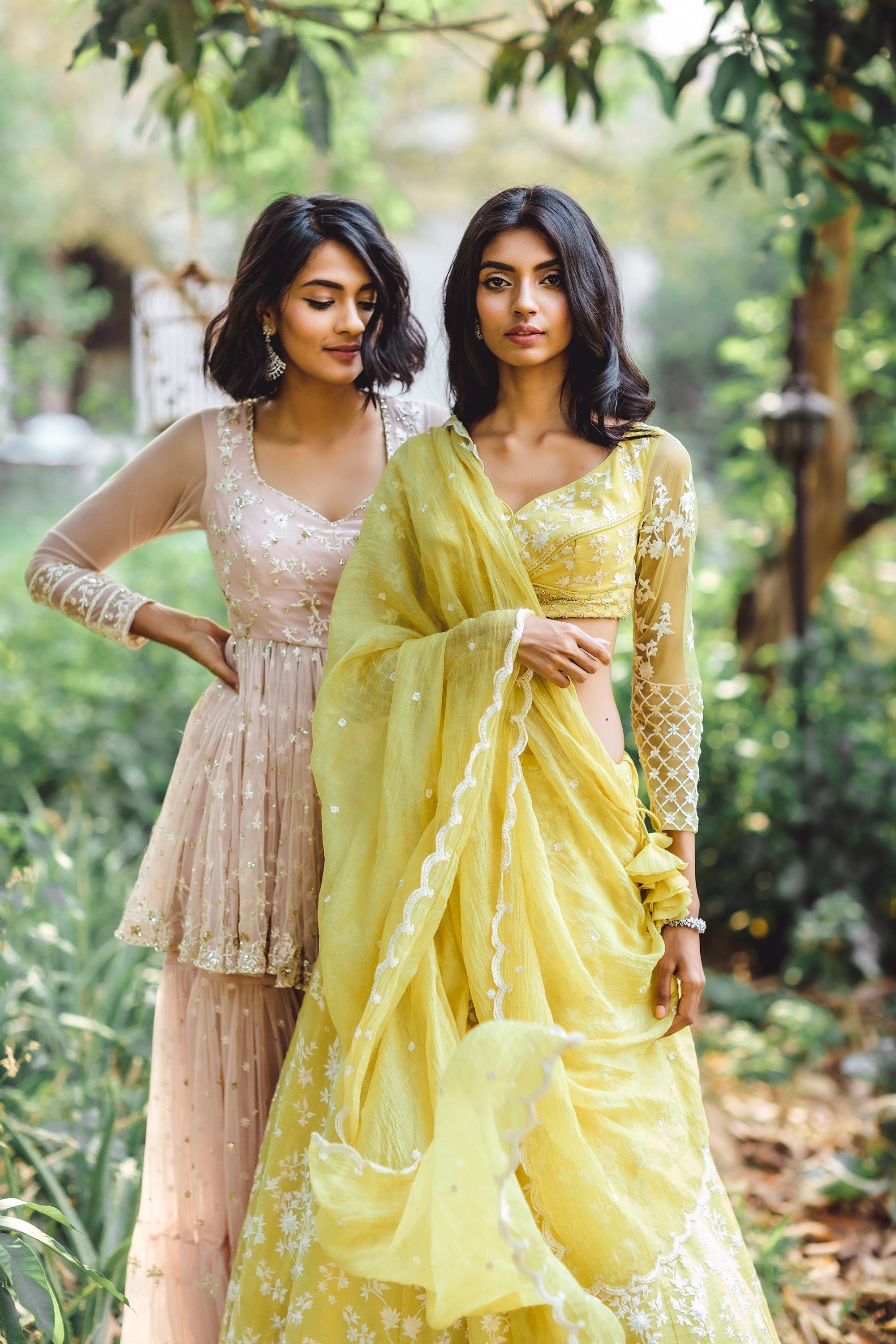 Lemon Yellow Threadwork Lehenga Set