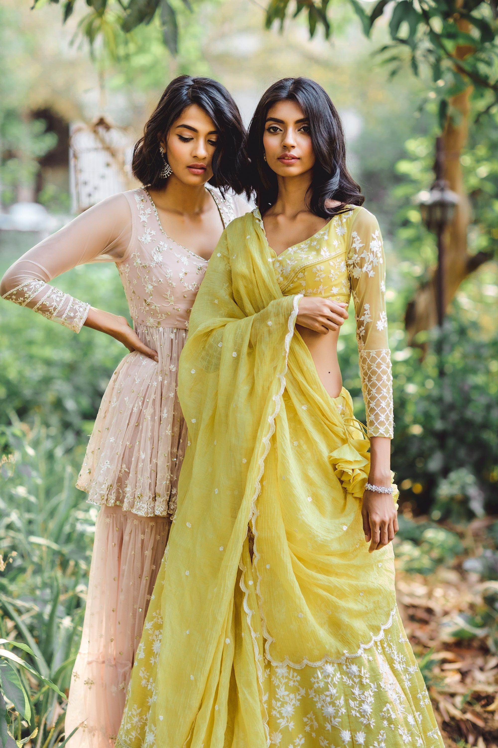 Lemon Yellow Threadwork Lehenga Set