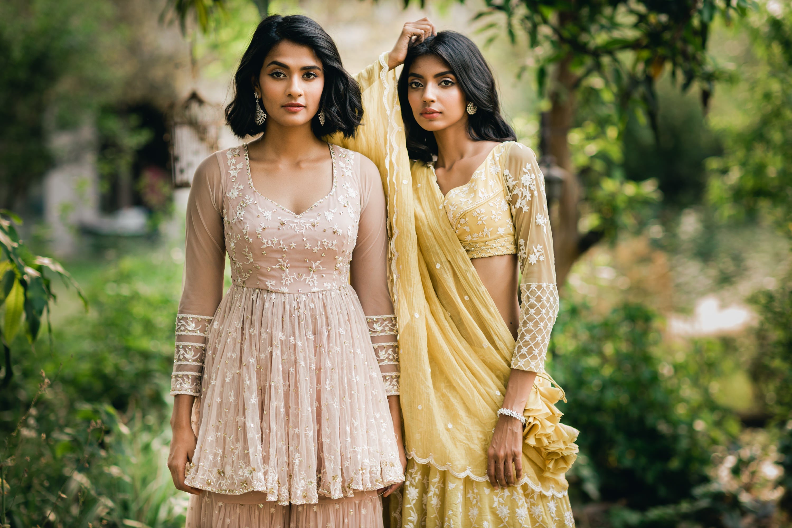 Powder Pink Thred Kurti And Sharara Set