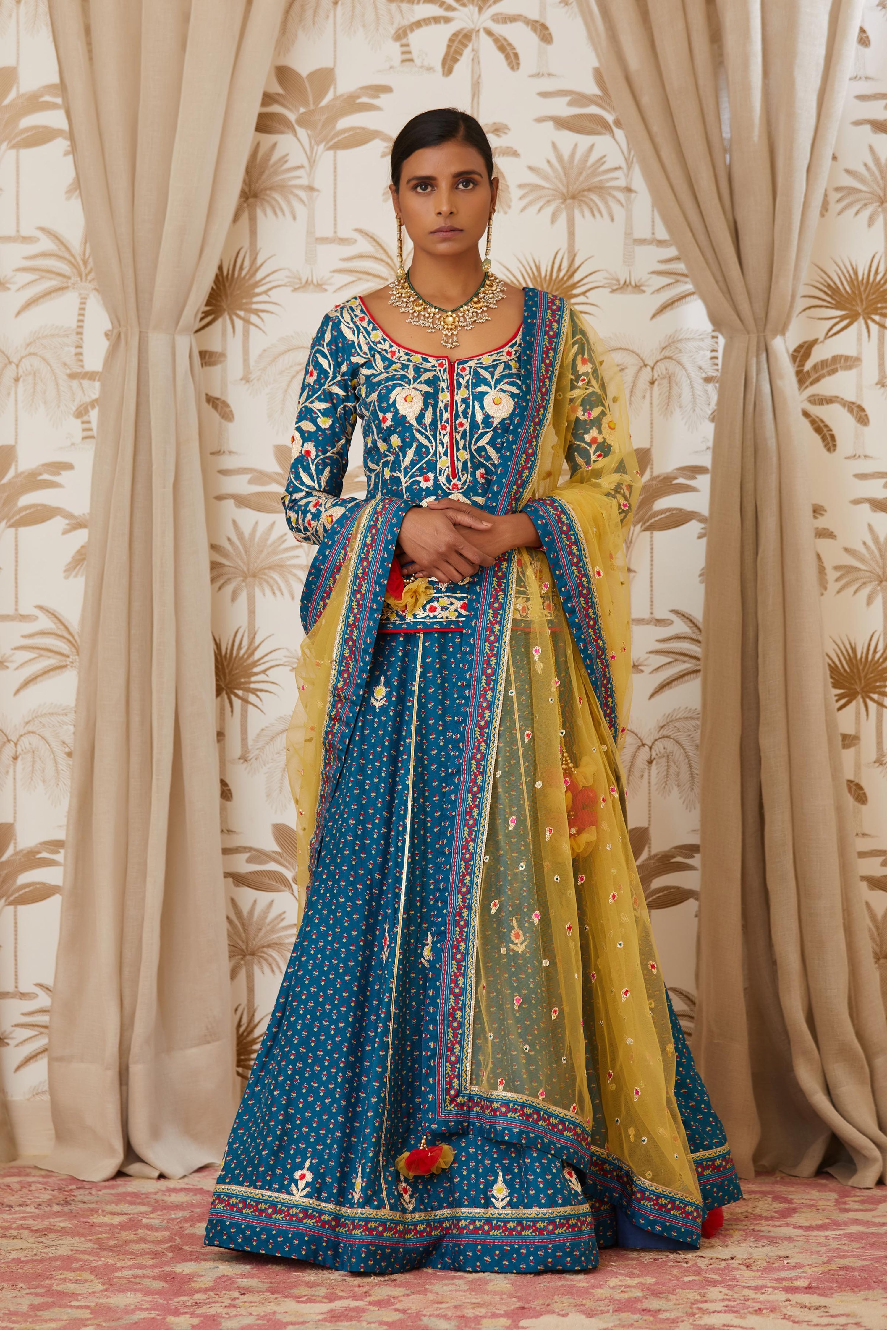 Teal Blue Short Kurta Set