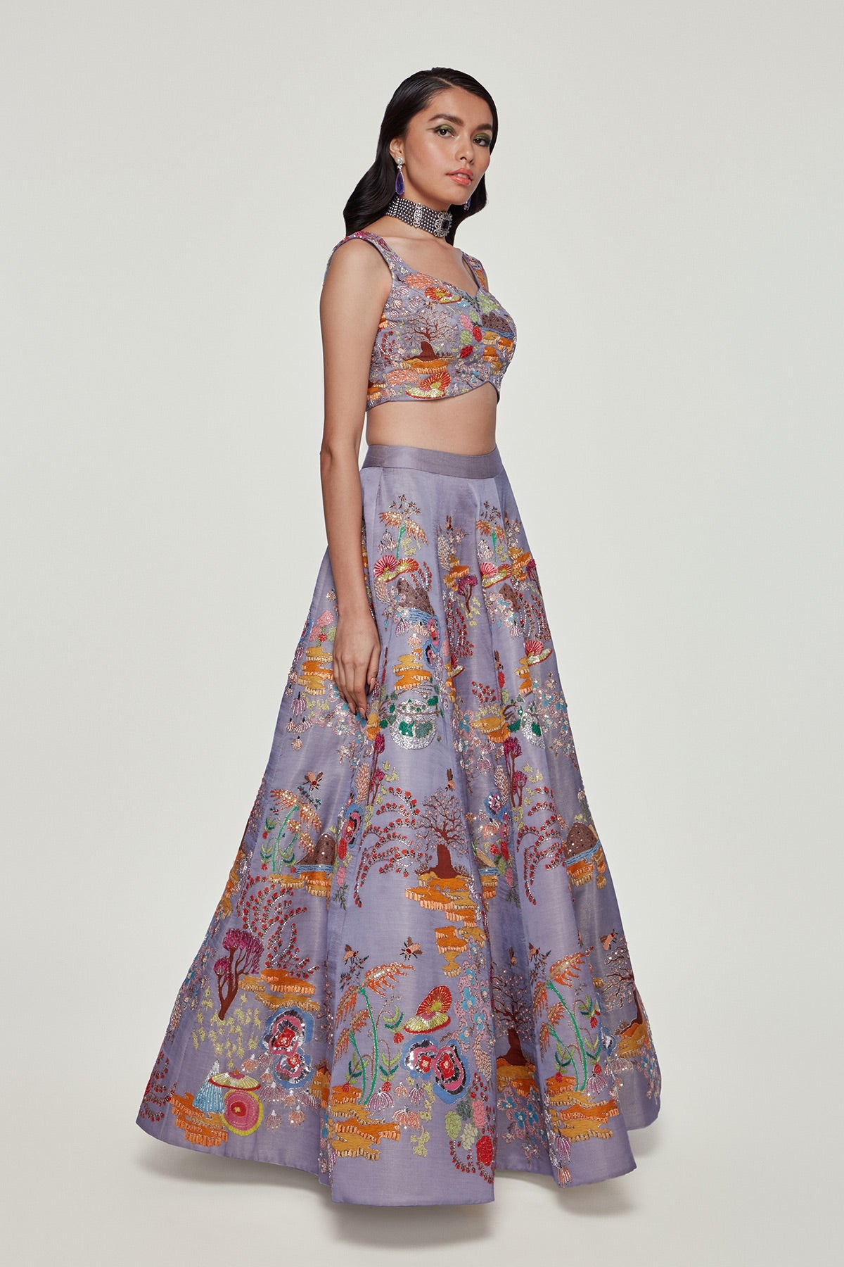Sumire - Lavender Silk Lehenga Set