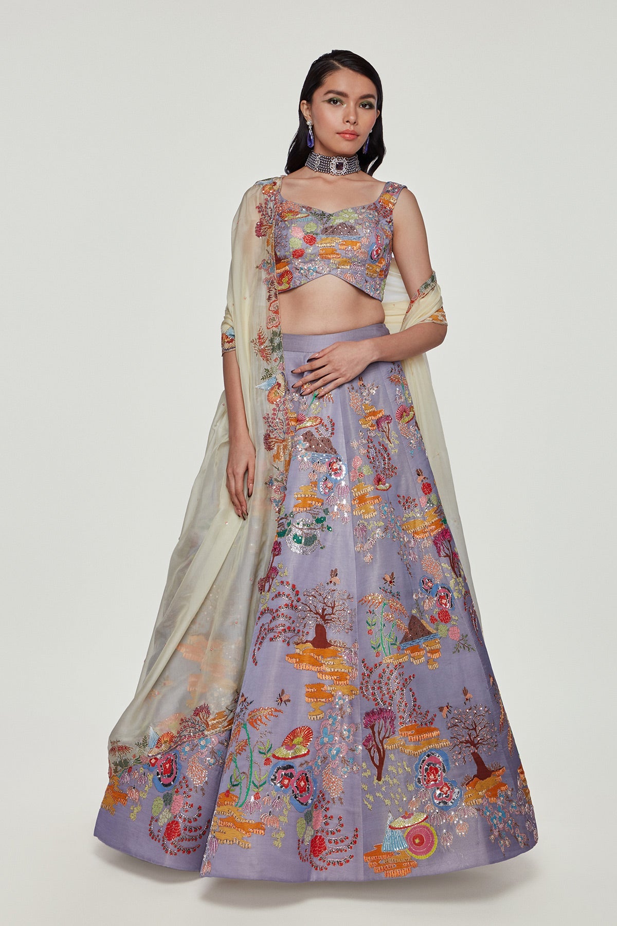 Sumire - Lavender Silk Lehenga Set