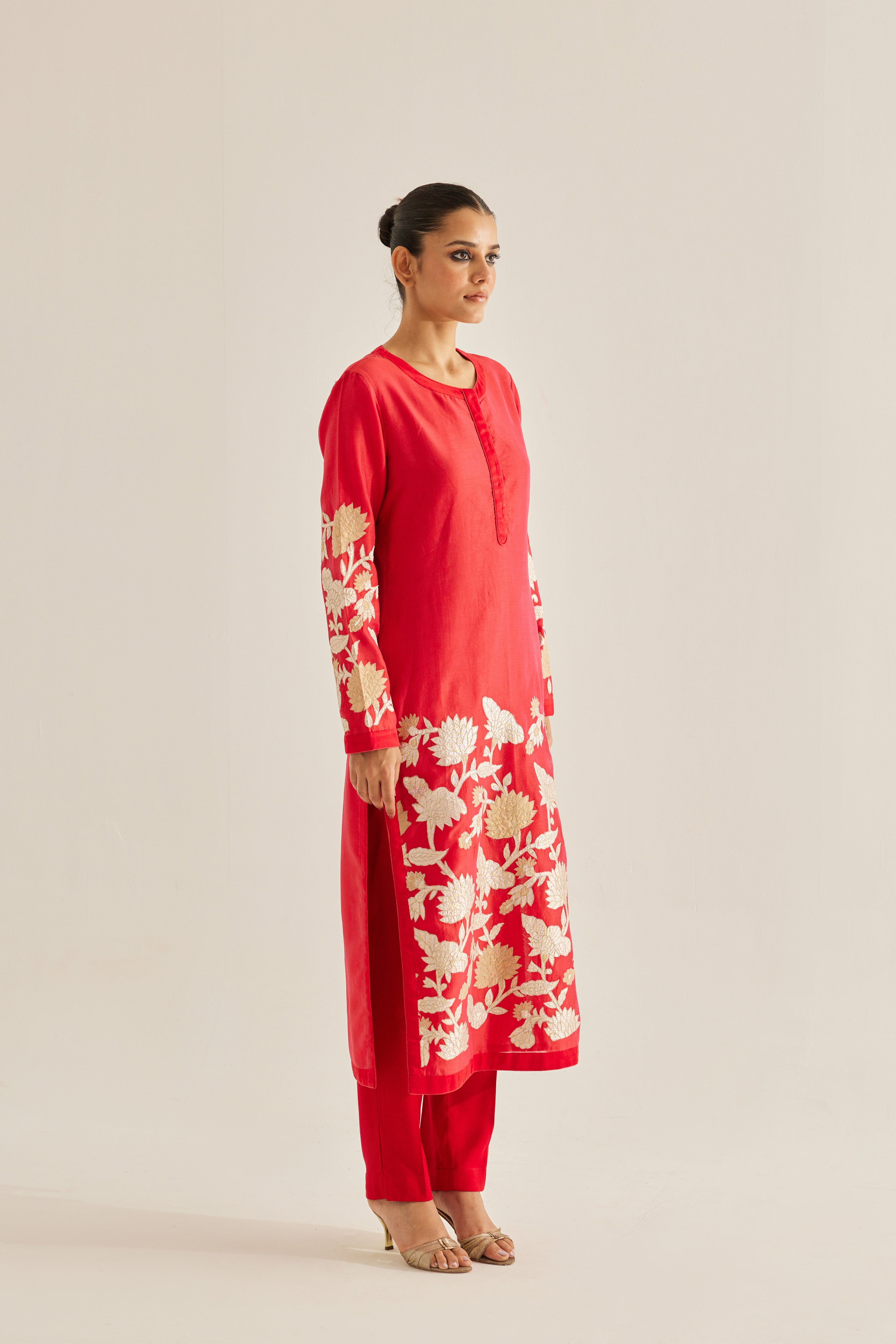 Red Maroon Kurta Set
