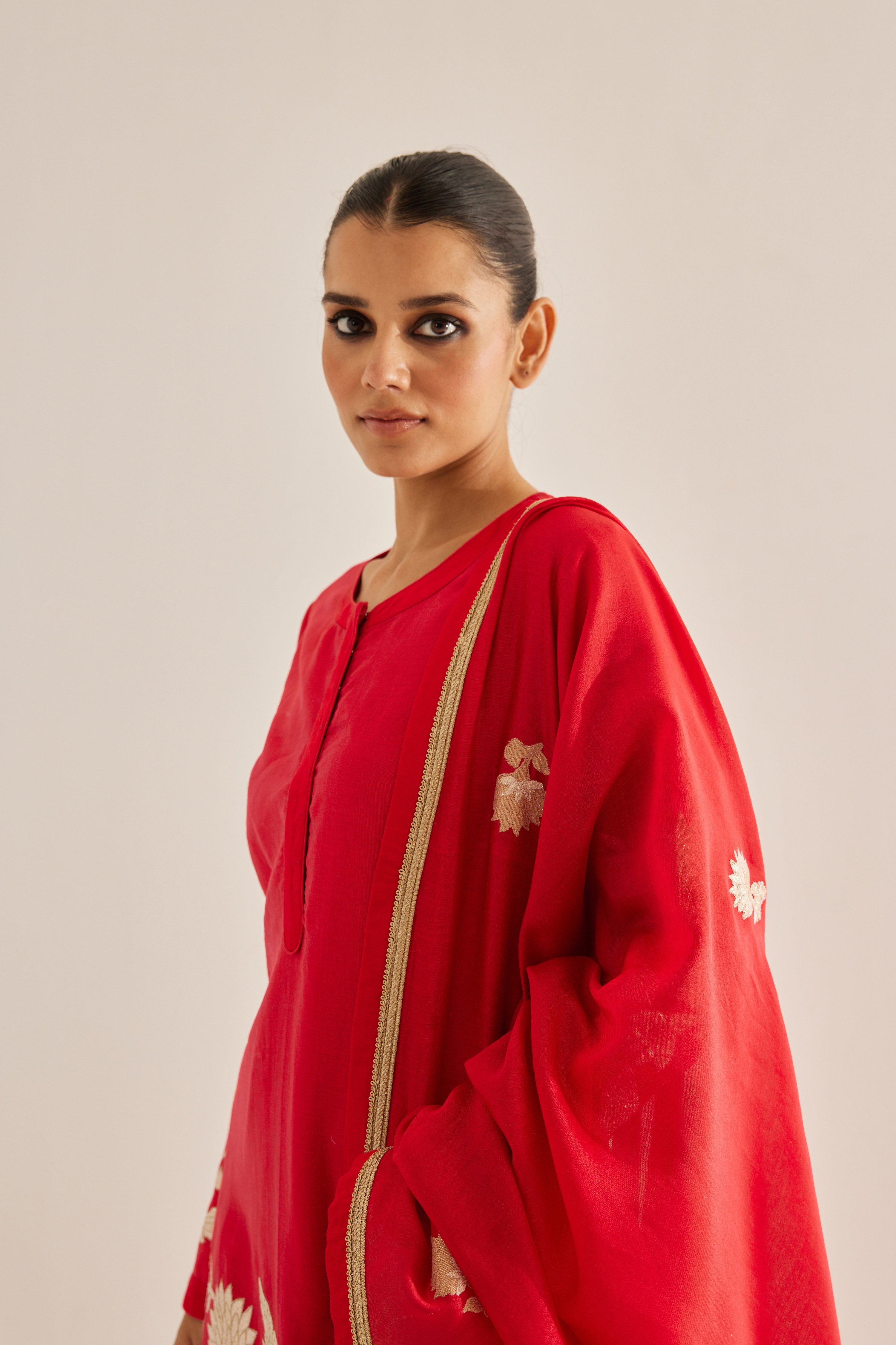 Red Maroon Kurta Set