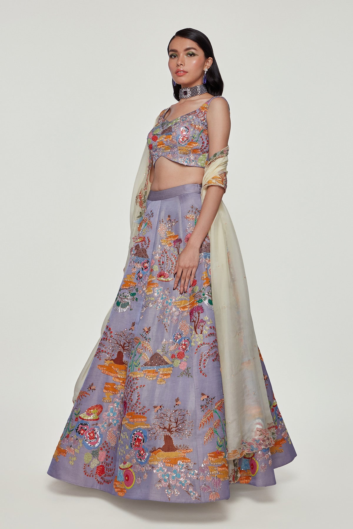 Sumire - Lavender Silk Lehenga Set