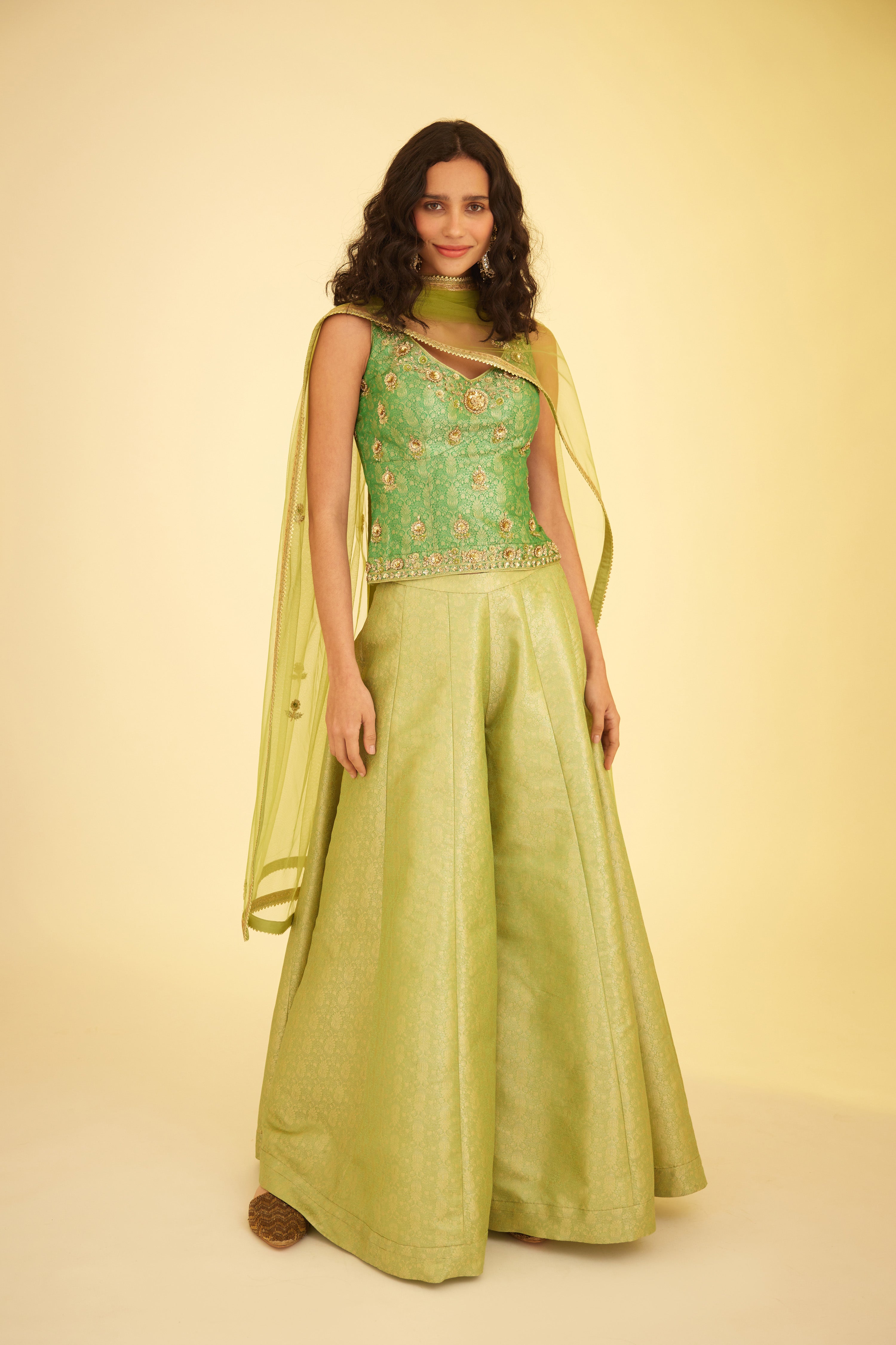 Green Sharara Set