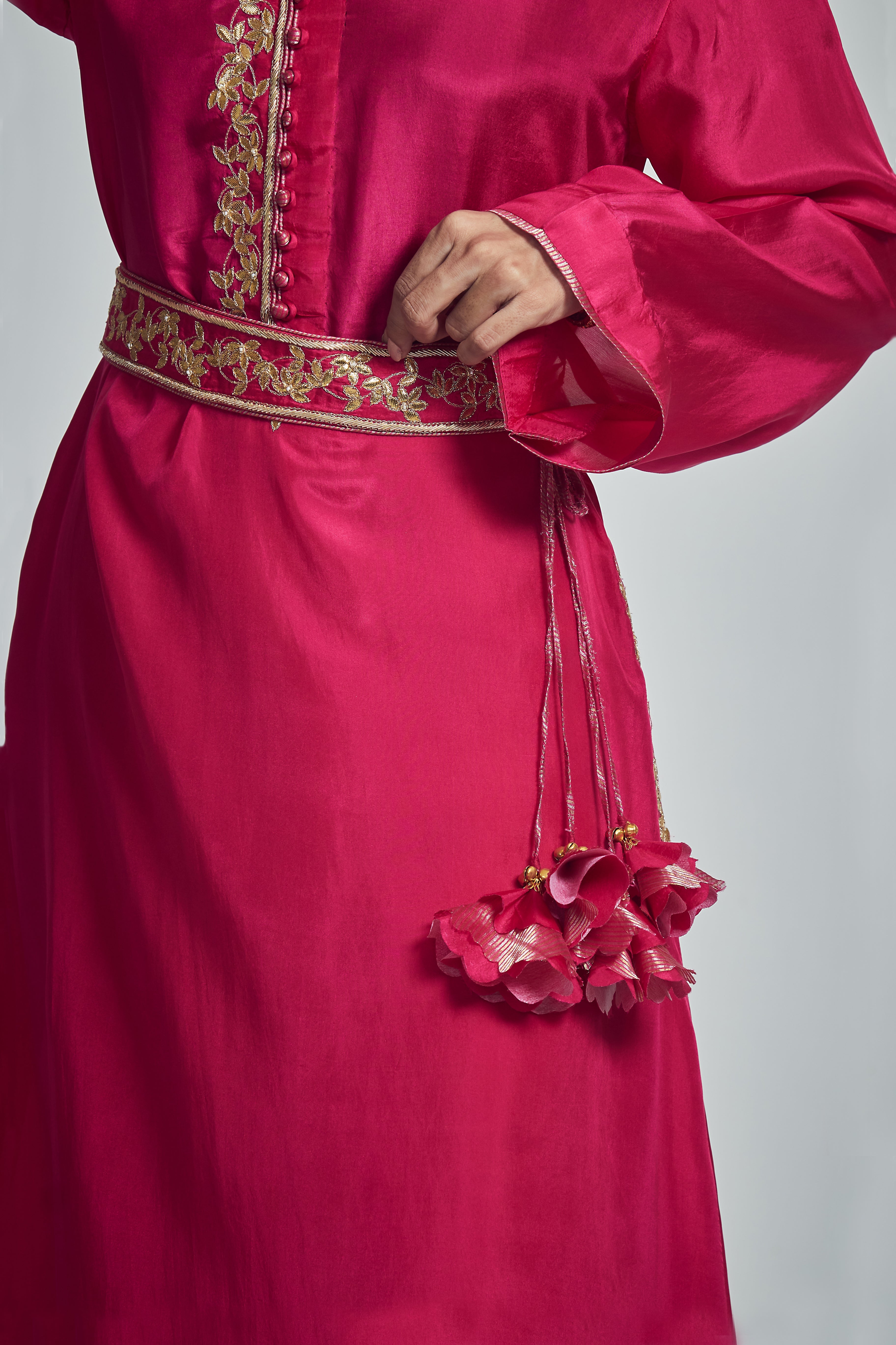 Sameenah- Hot Pink Habutai silk waist belt