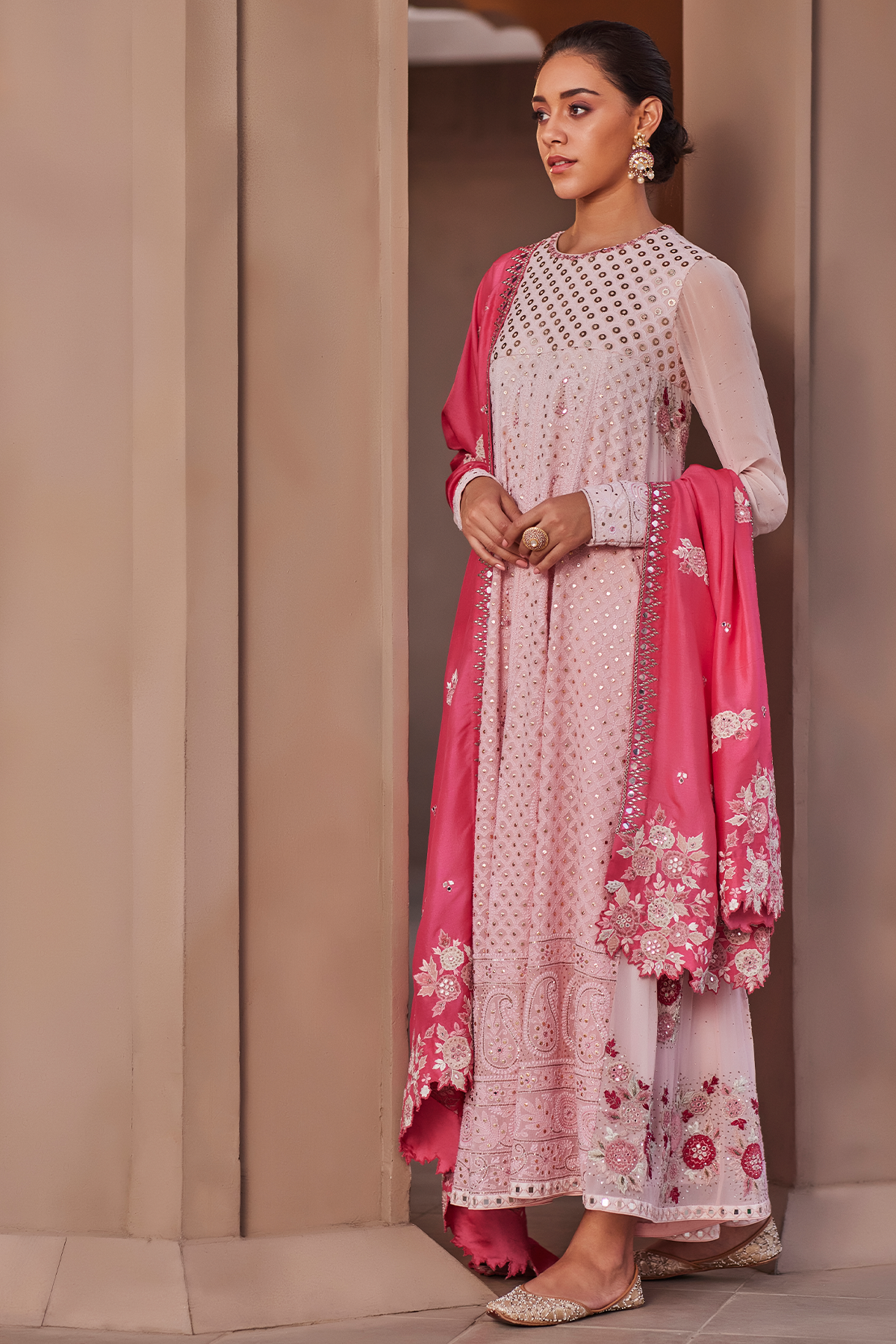 Blush Pink Chikankari Anarkali