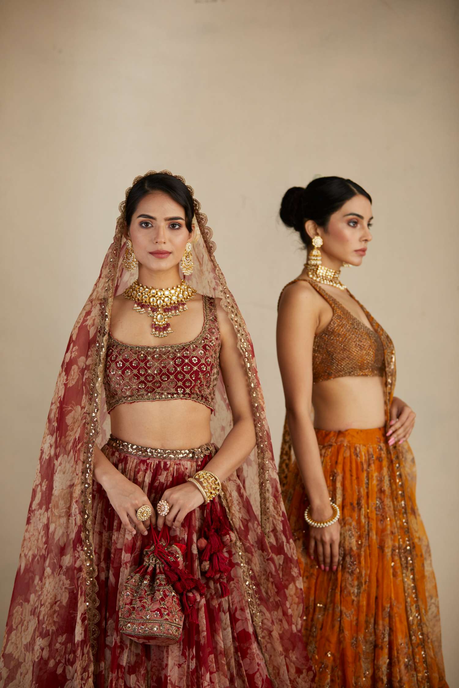Red Floral Lehenga Set