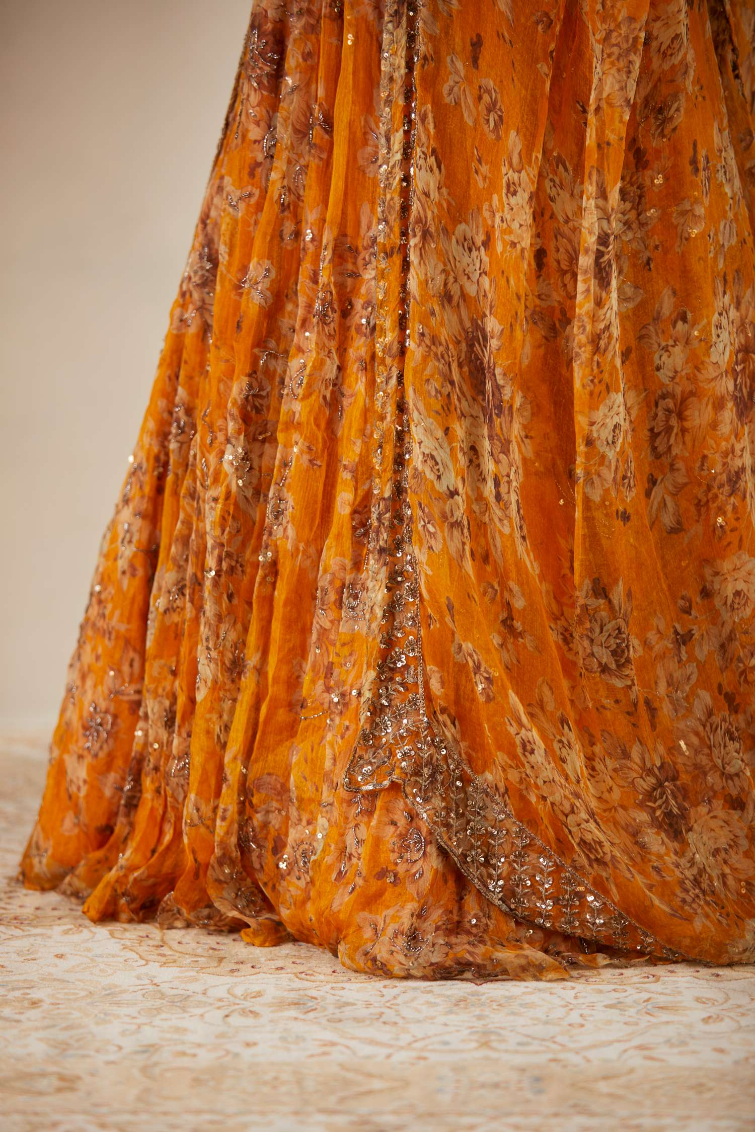Mustard Floral Lehenga Set