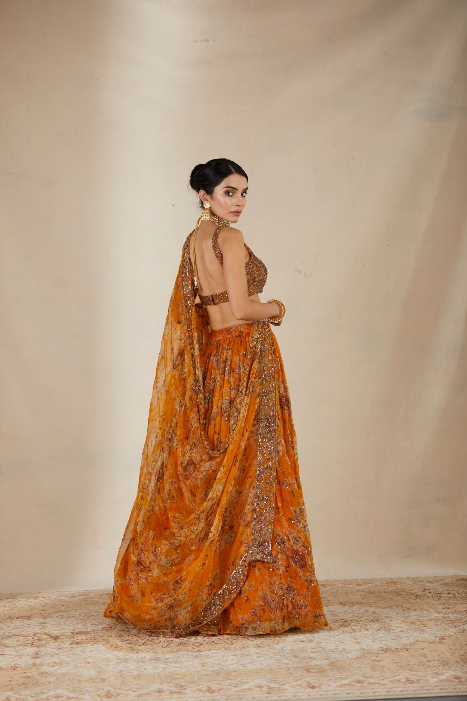 Mustard Floral Lehenga Set