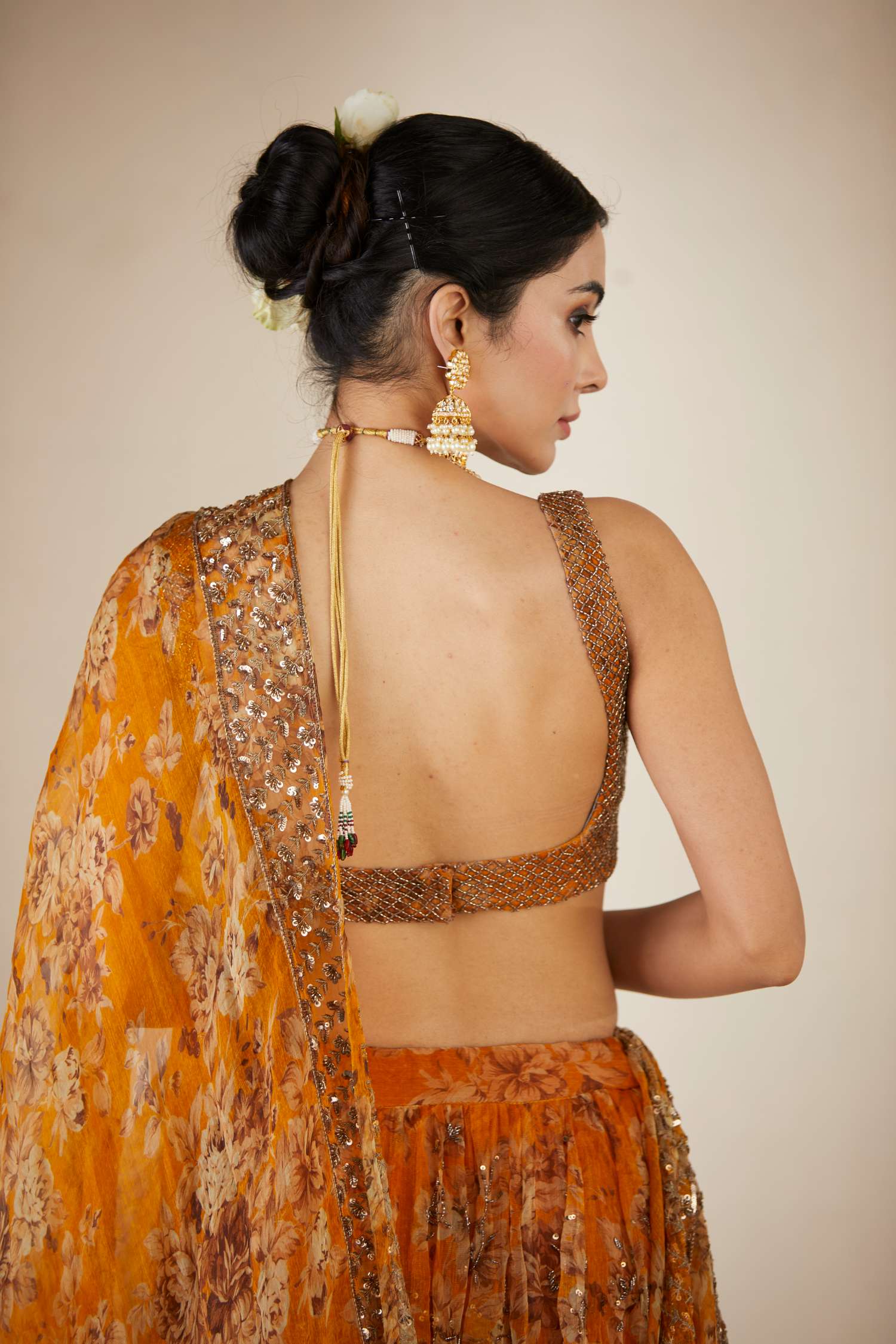 Mustard Floral Lehenga Set