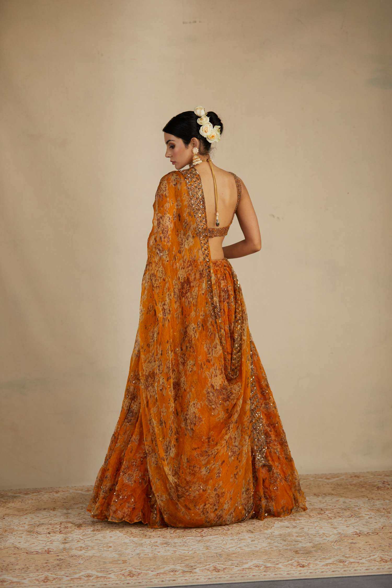 Mustard Floral Lehenga Set