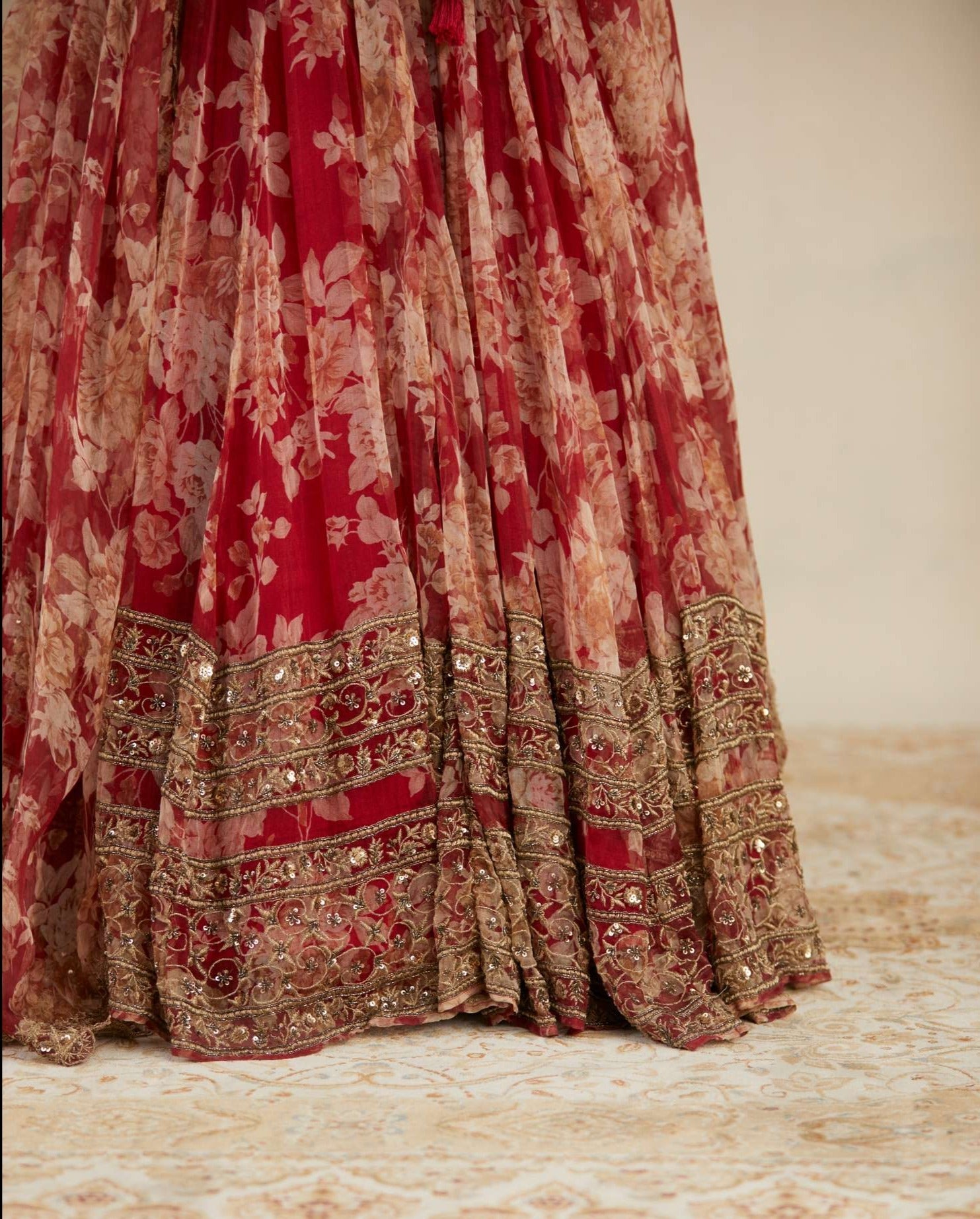 Red Floral Lehenga Set