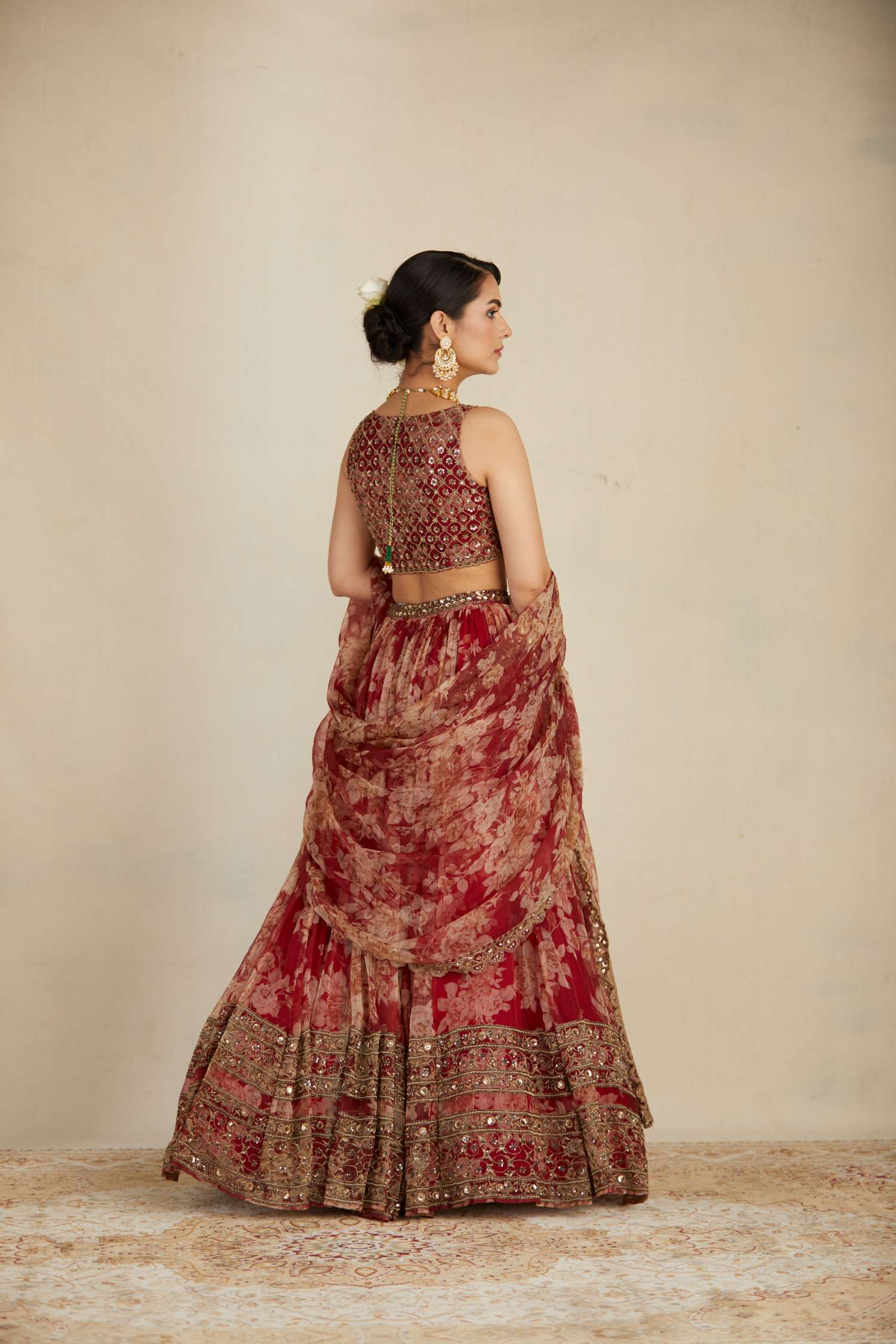 Red Floral Lehenga Set