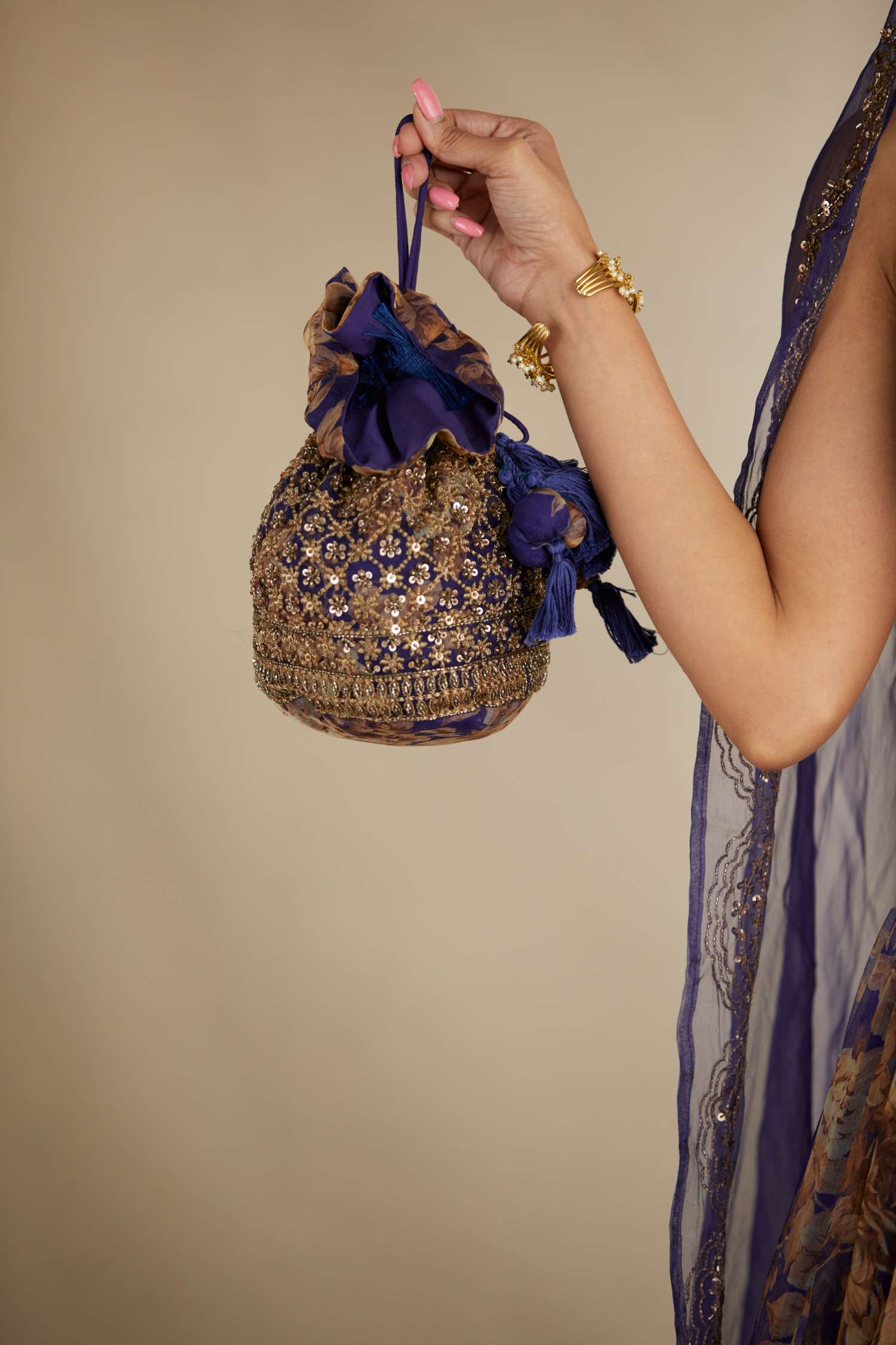Purple Floral Potli