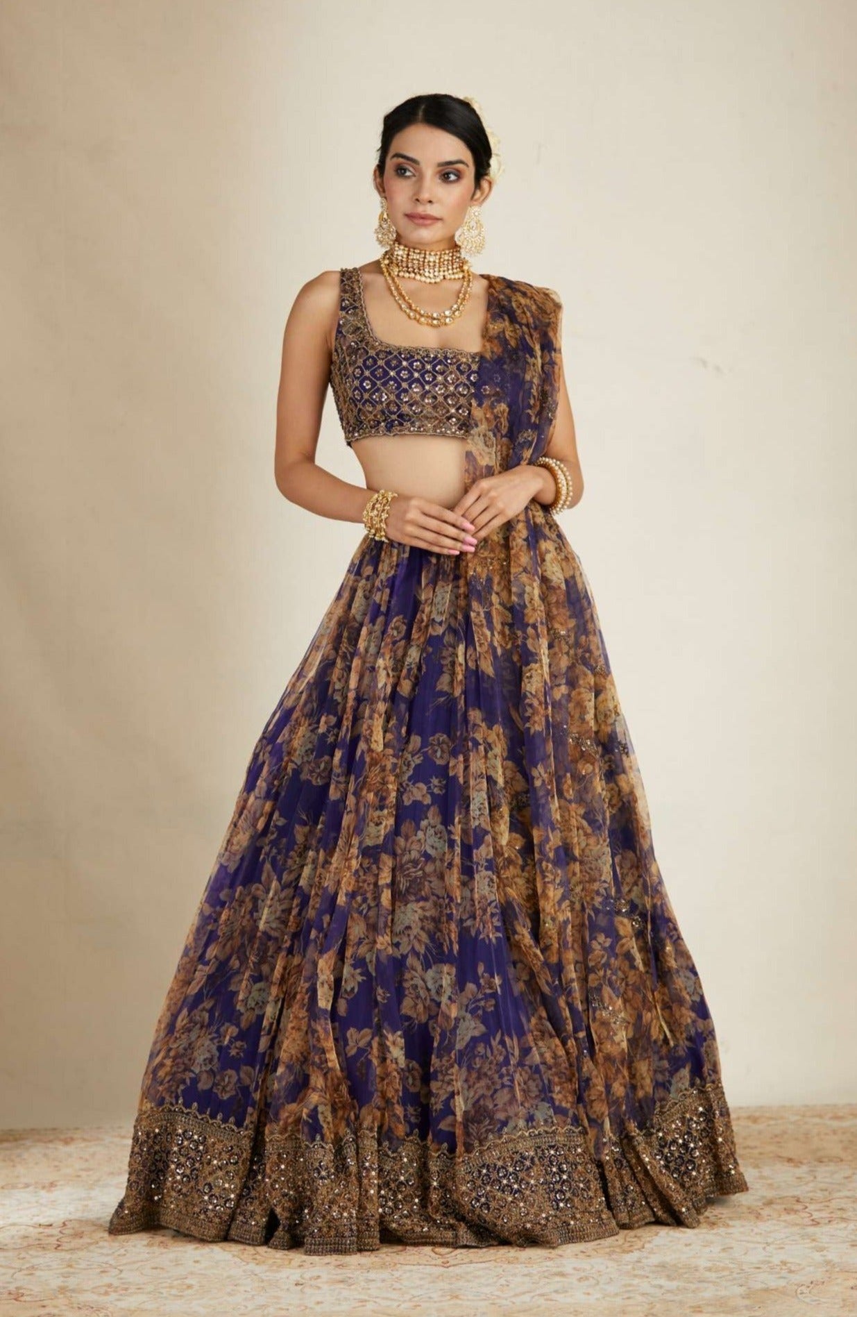 Purple Floral Lehenga Set
