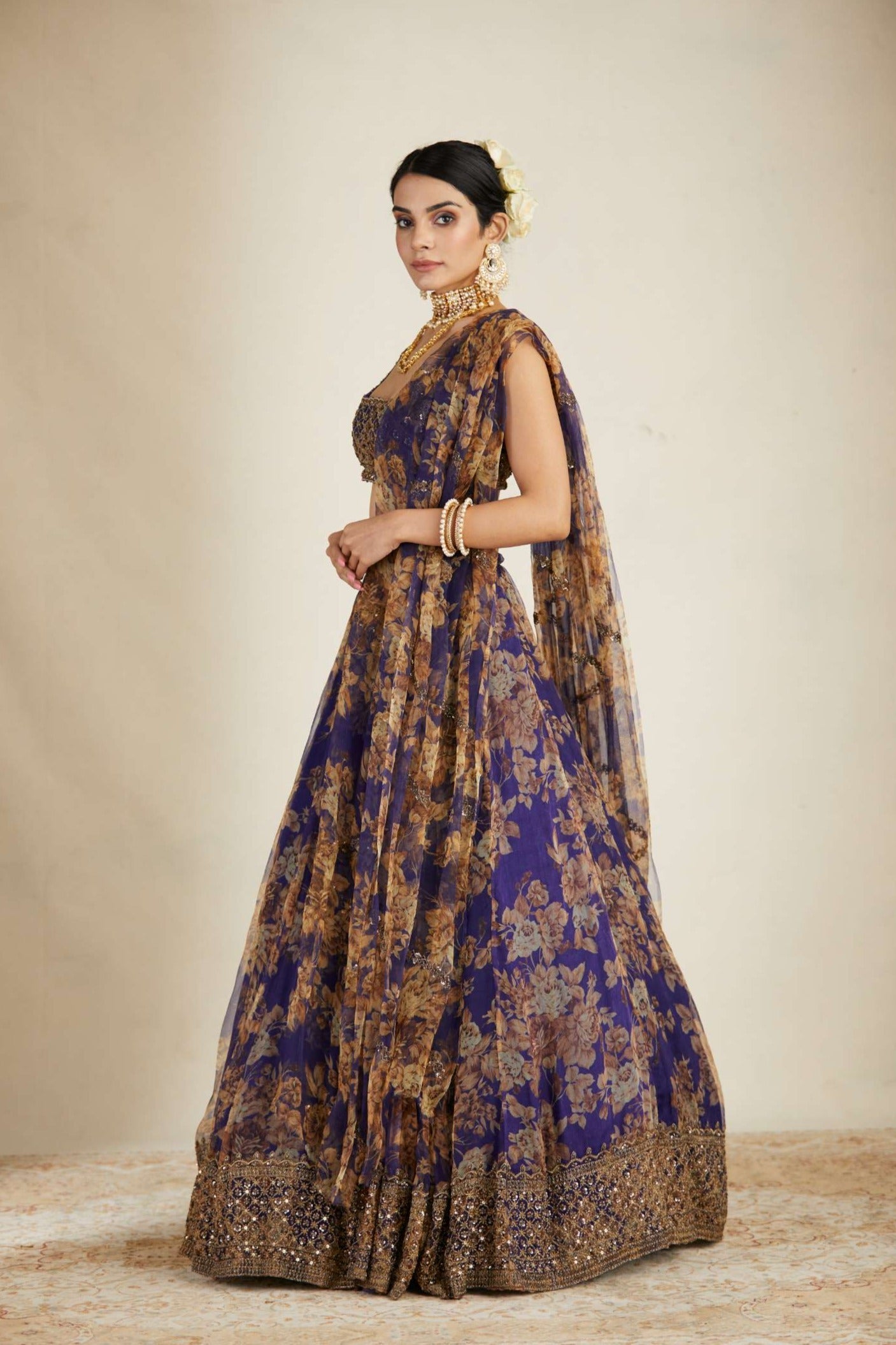 Purple Floral Lehenga Set