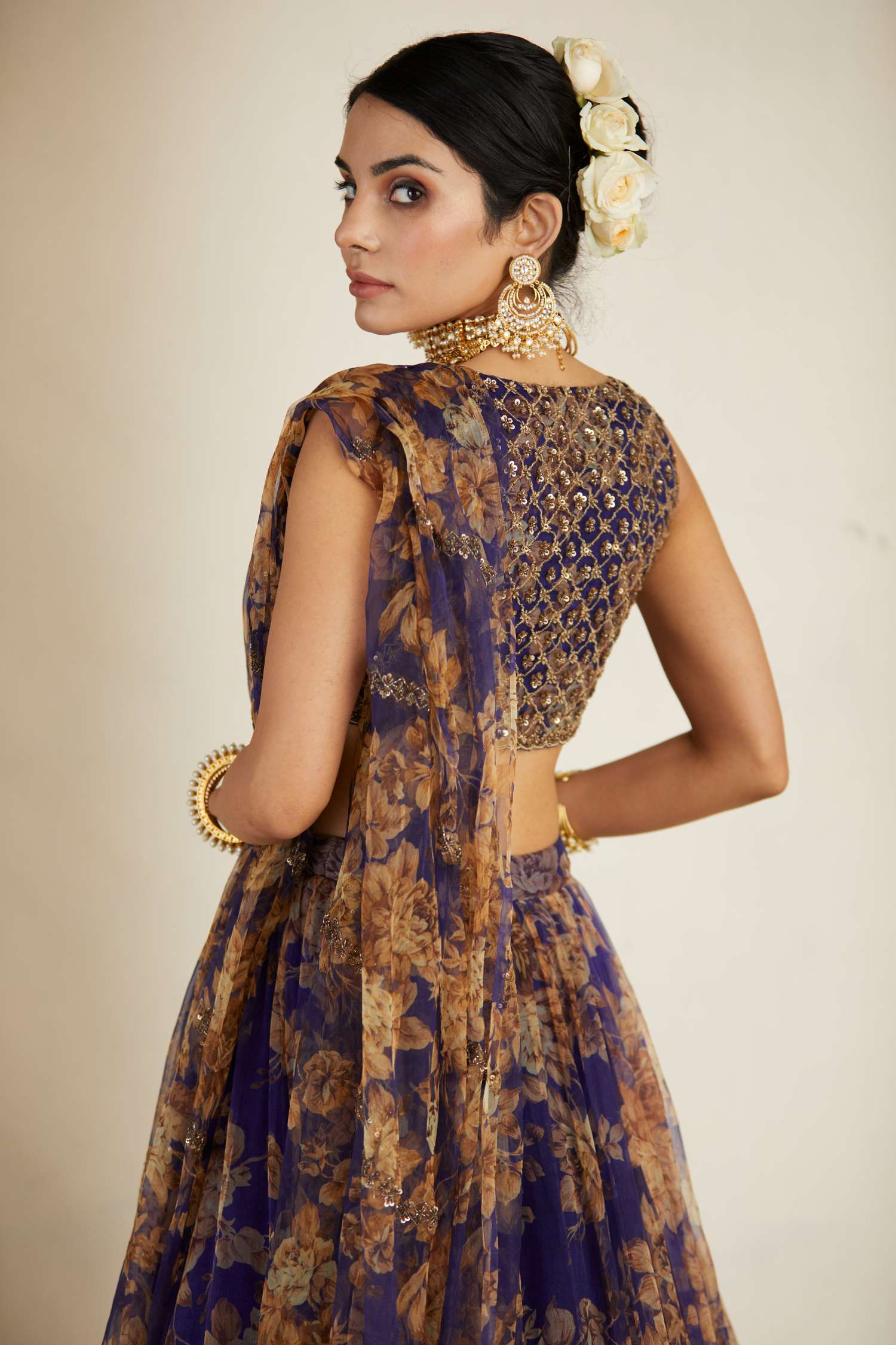 Purple Floral Lehenga Set