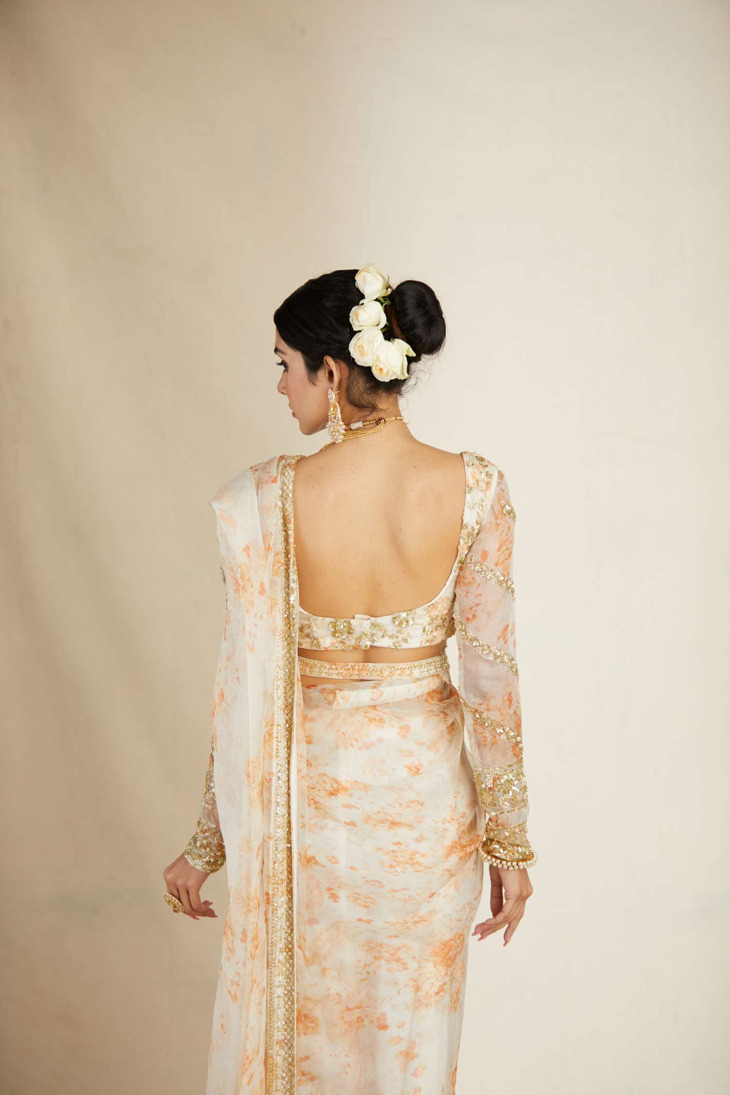 Off White Floral Saree