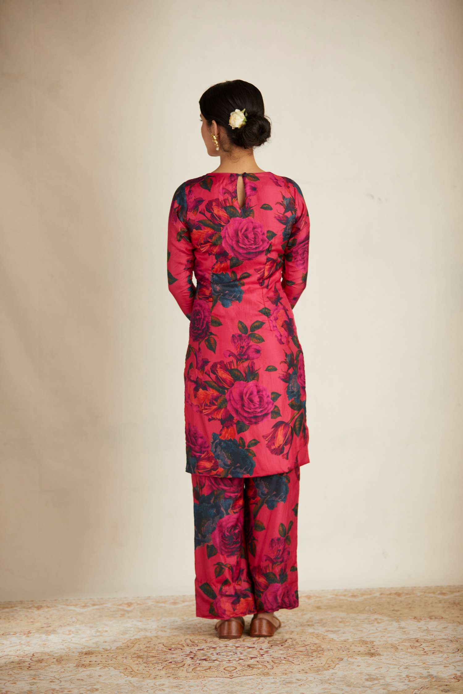 Hot Pink Floral Kurti Set