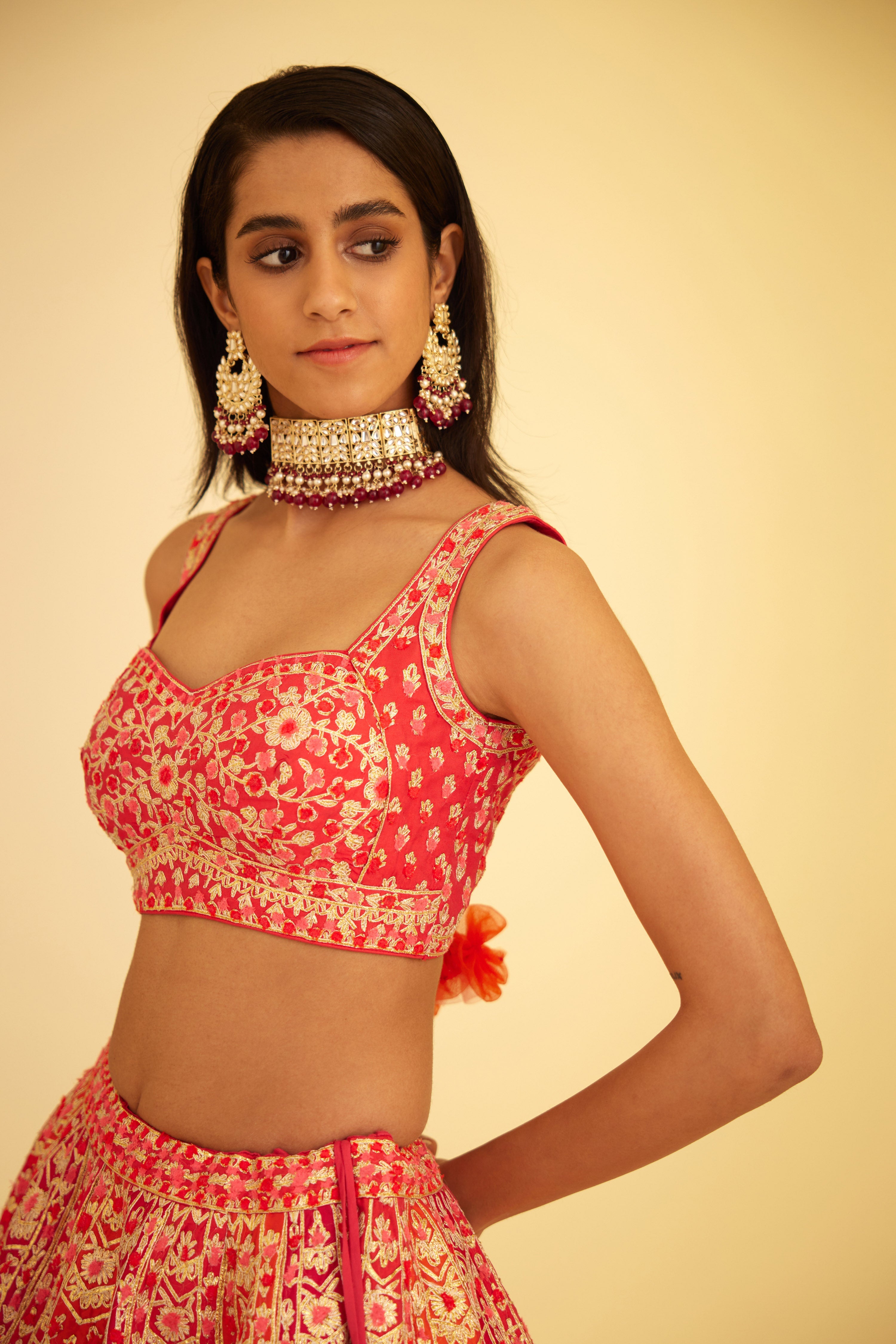Poppy Red Lehenga Set