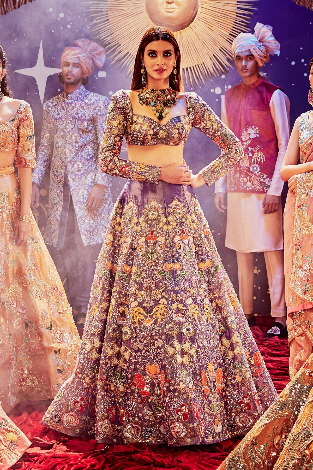 Diana Penty In Estrella - Dark Blue Tissue Lehenga Set
